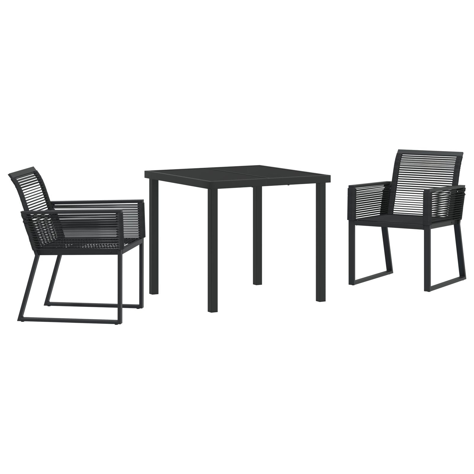 3-delers hagemøbelsett Svart Poly Rattan