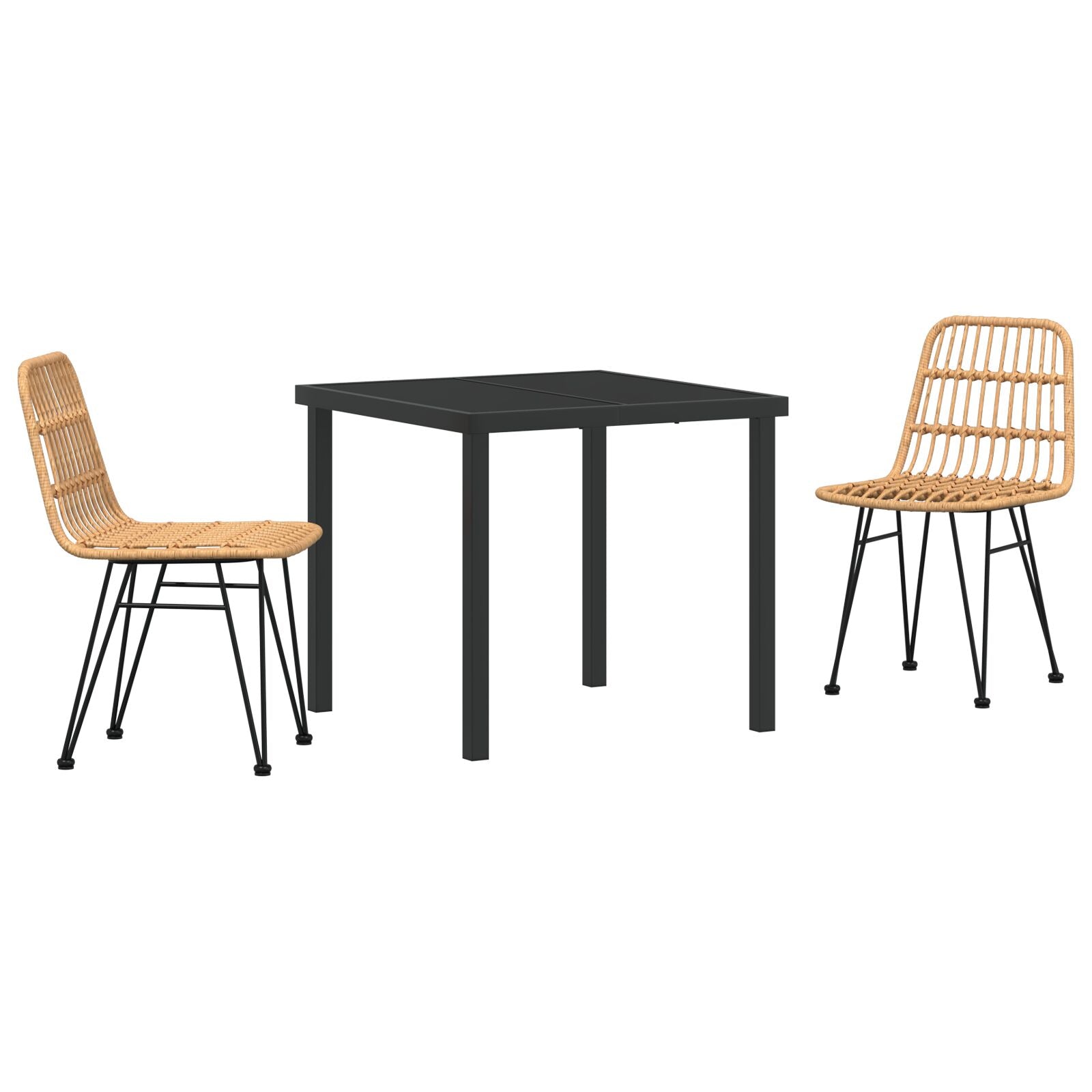 3-delt hage spisebordsett Brunt Poly Rattan