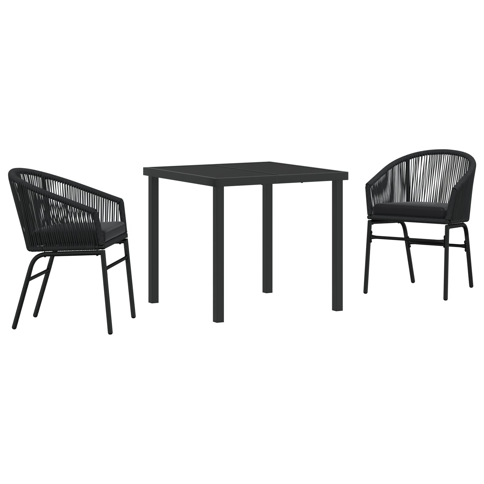3-delt hage spise sett svart poly rattan