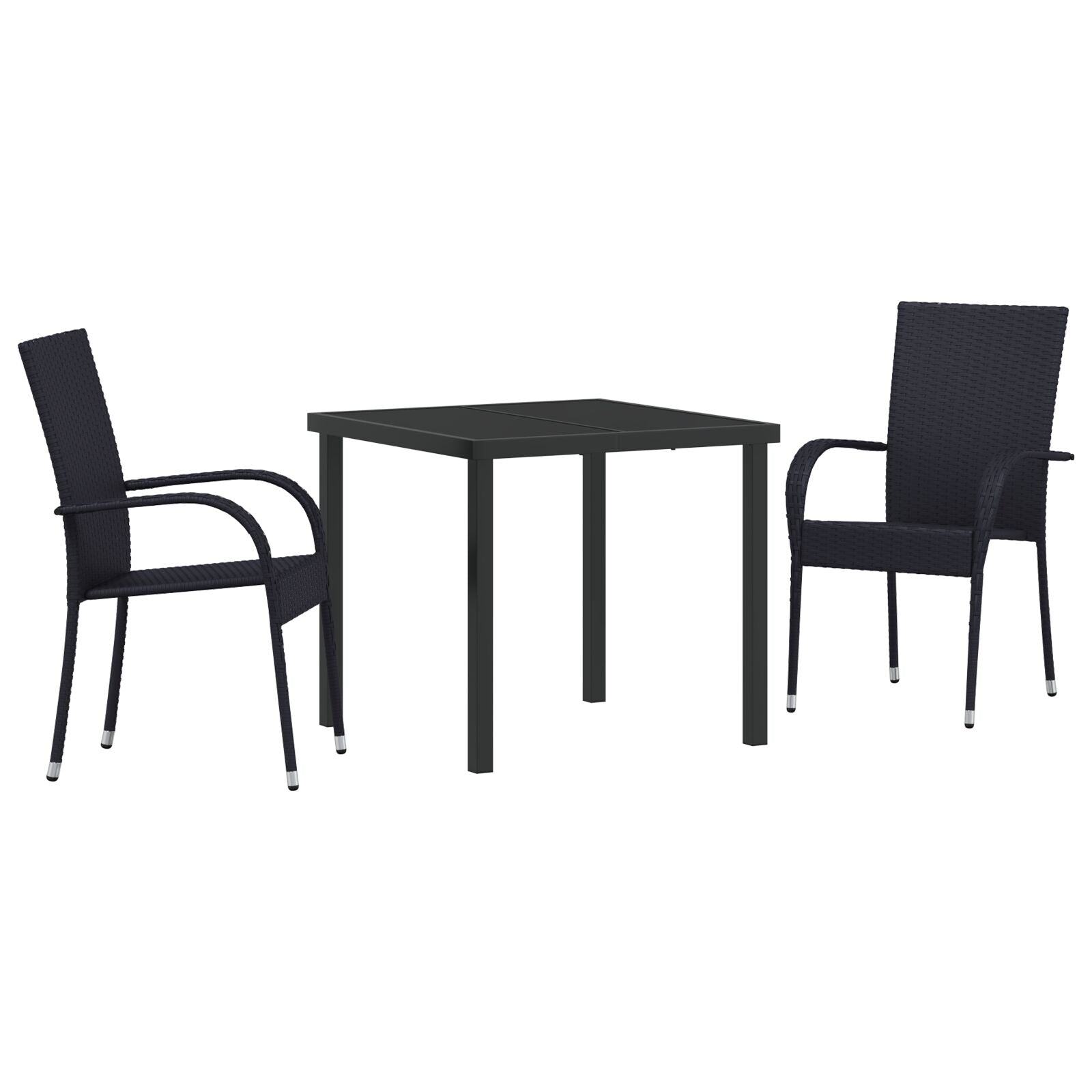 3 Delt Hage Spise Sett Svart Poly Rottefilt