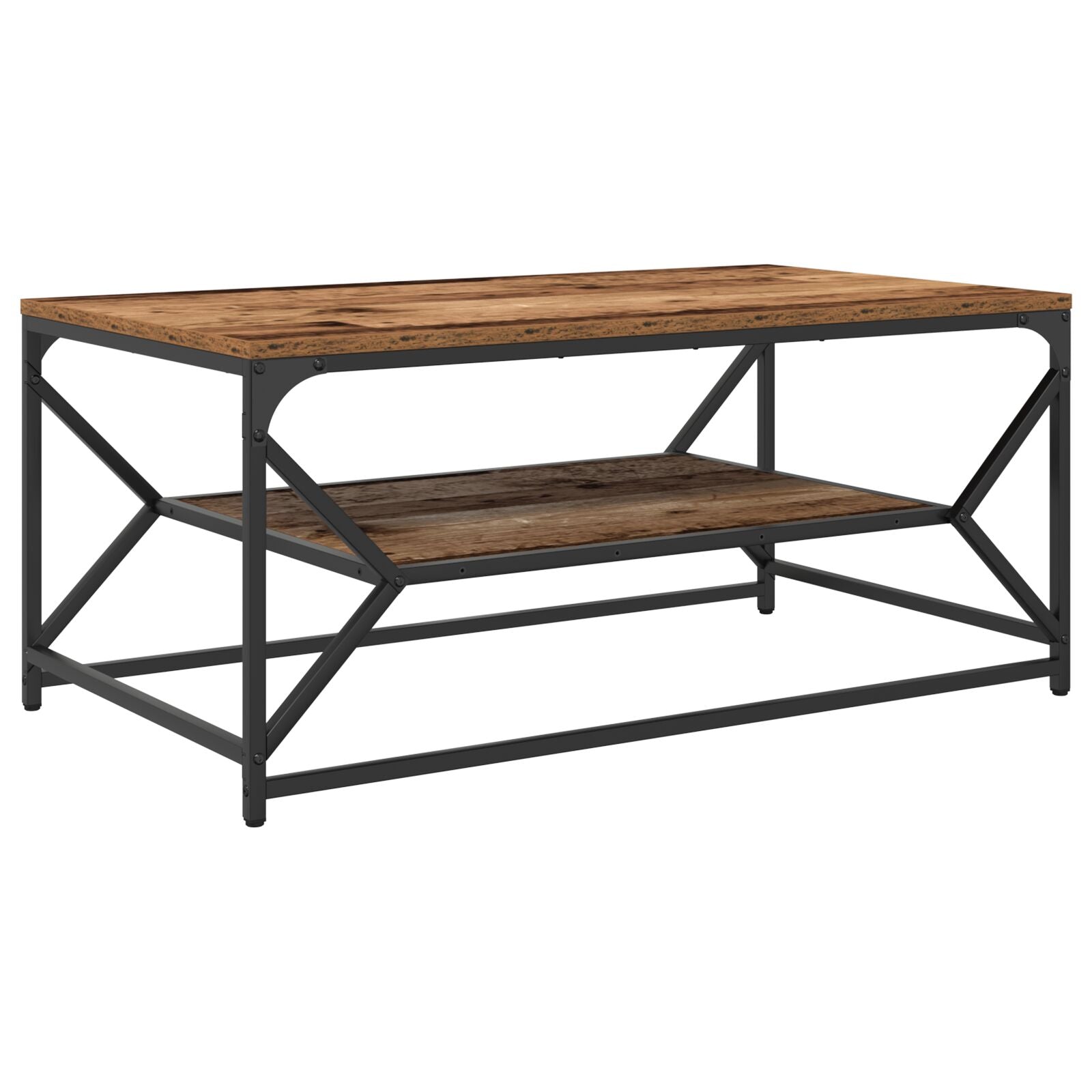 Kaffebord med hylle i gammelt tre 90x50x40 cm Laget av tre