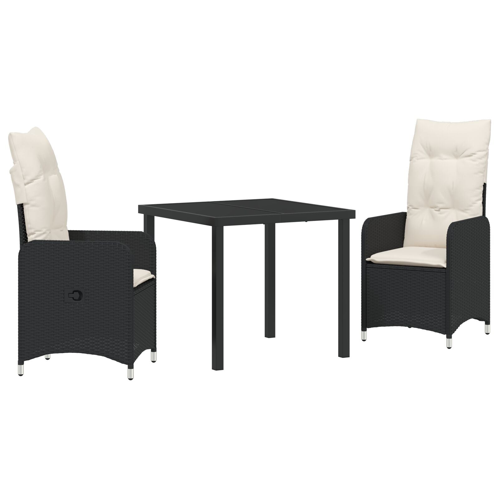 3 Delt Hage Dining Sett med Pute Svart Poly Rottings