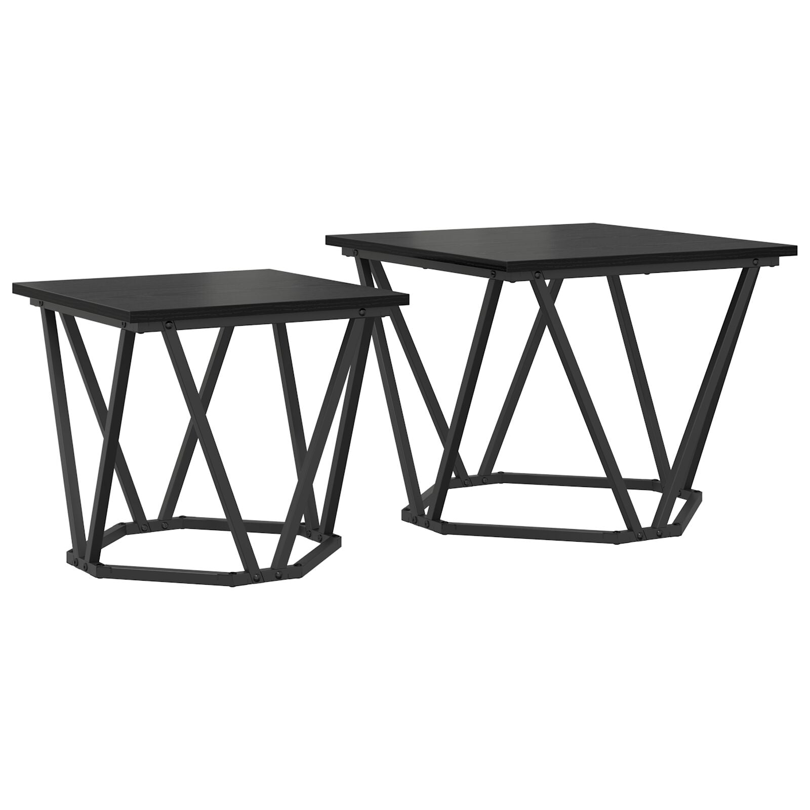 Sidebord 2 stk Svart Eik Kompositt