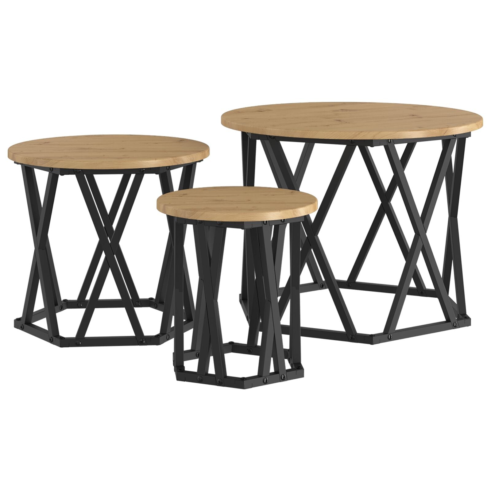 Nesting Side Tables 3 stk Artisan Eik Ingeniørtre