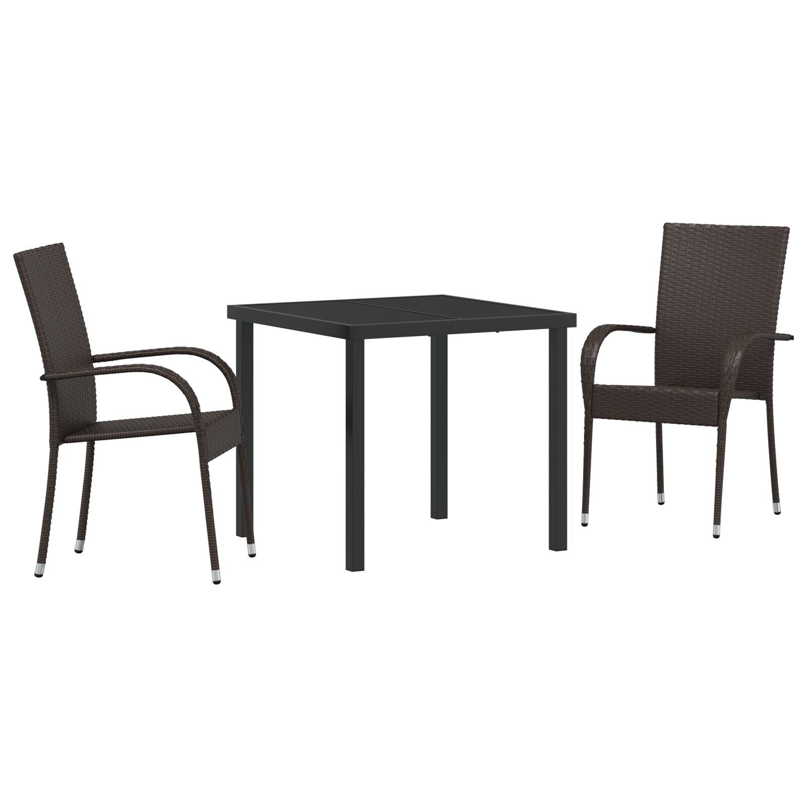 3-delt Hage Spisebord Brun Poly Rotang