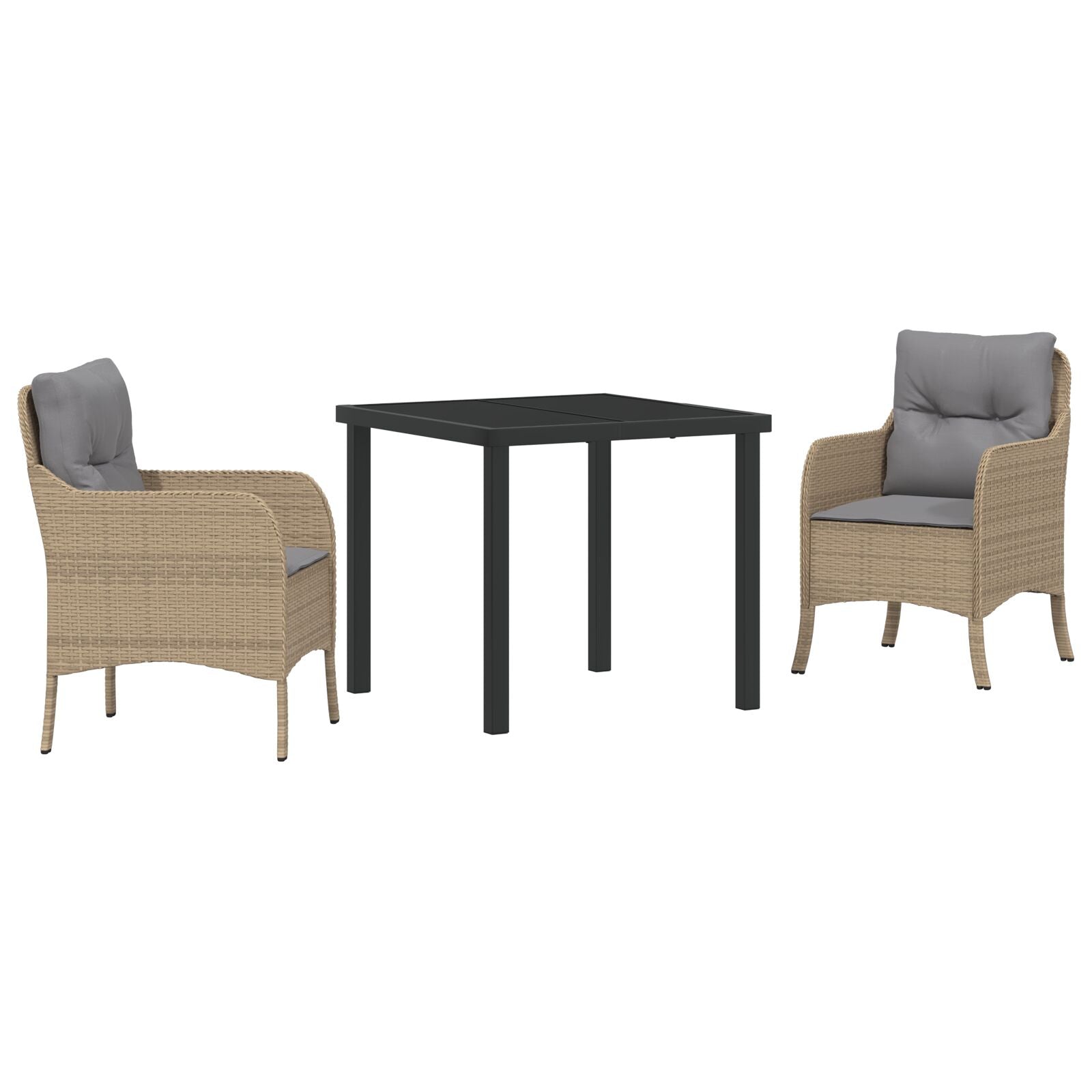3-delt hage spisestue sett med puter beige poly rotting