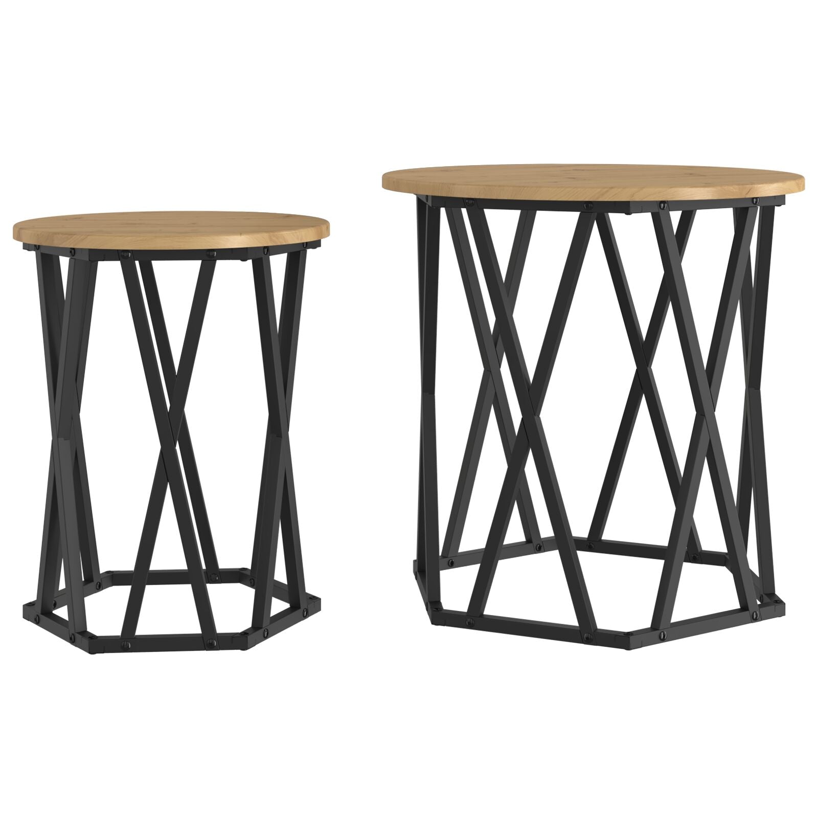 Sidebord 2 stk i Artisan Eik Konstruert Tre