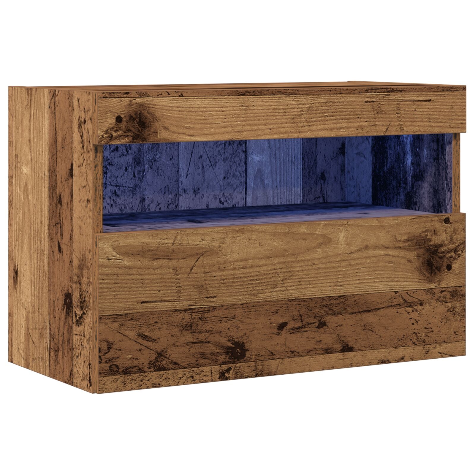TV Veggskap med LED Lys Eldre Tre 60x30x40 cm