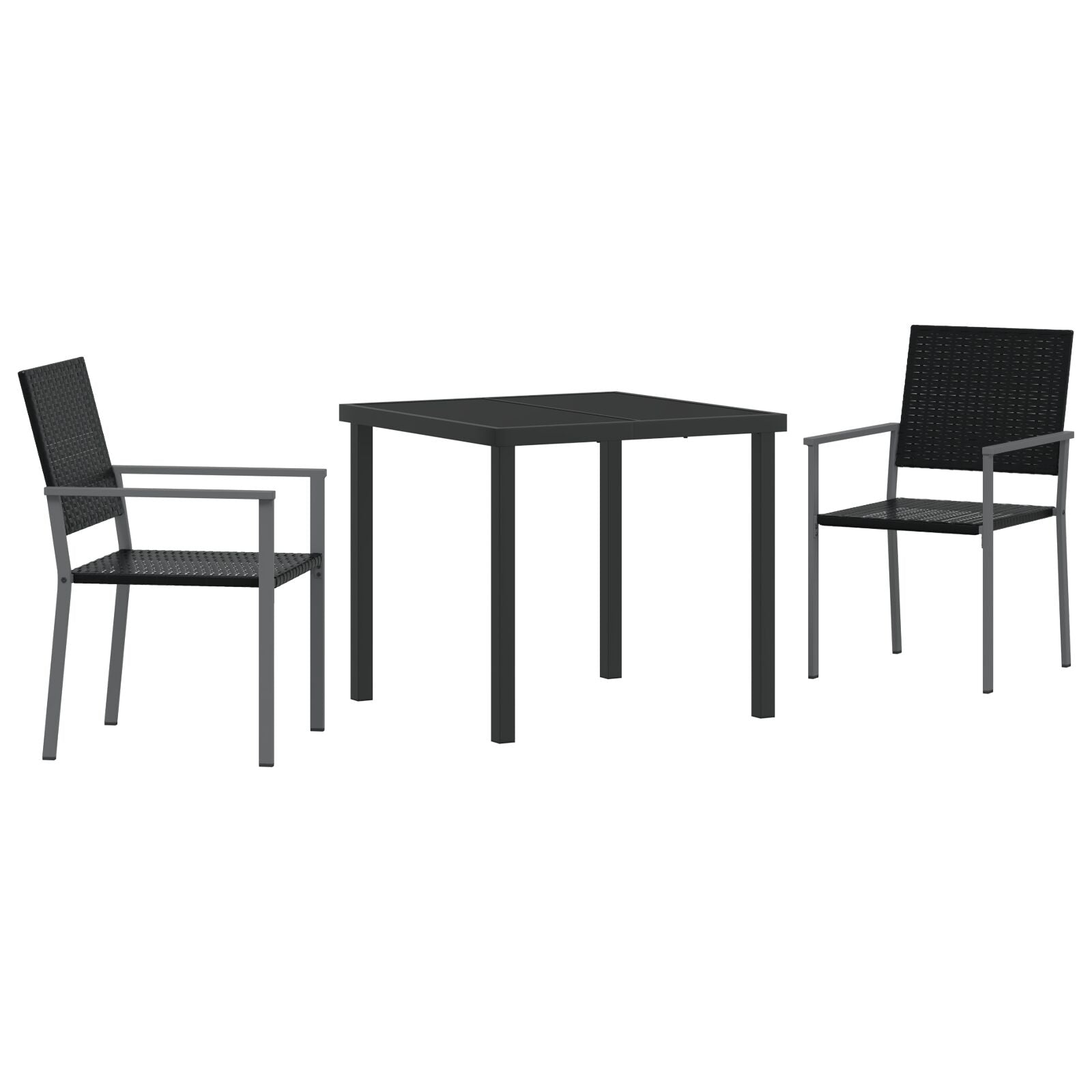 3 Delt Hage Spisesett Svart Poly Rattan