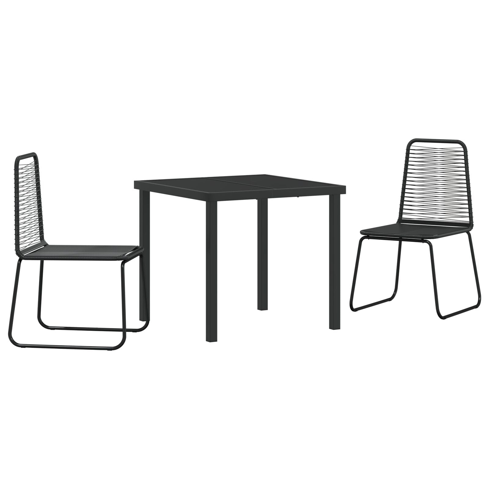 3 Delt Hage Spisestue Sett Svart Poly Rotang