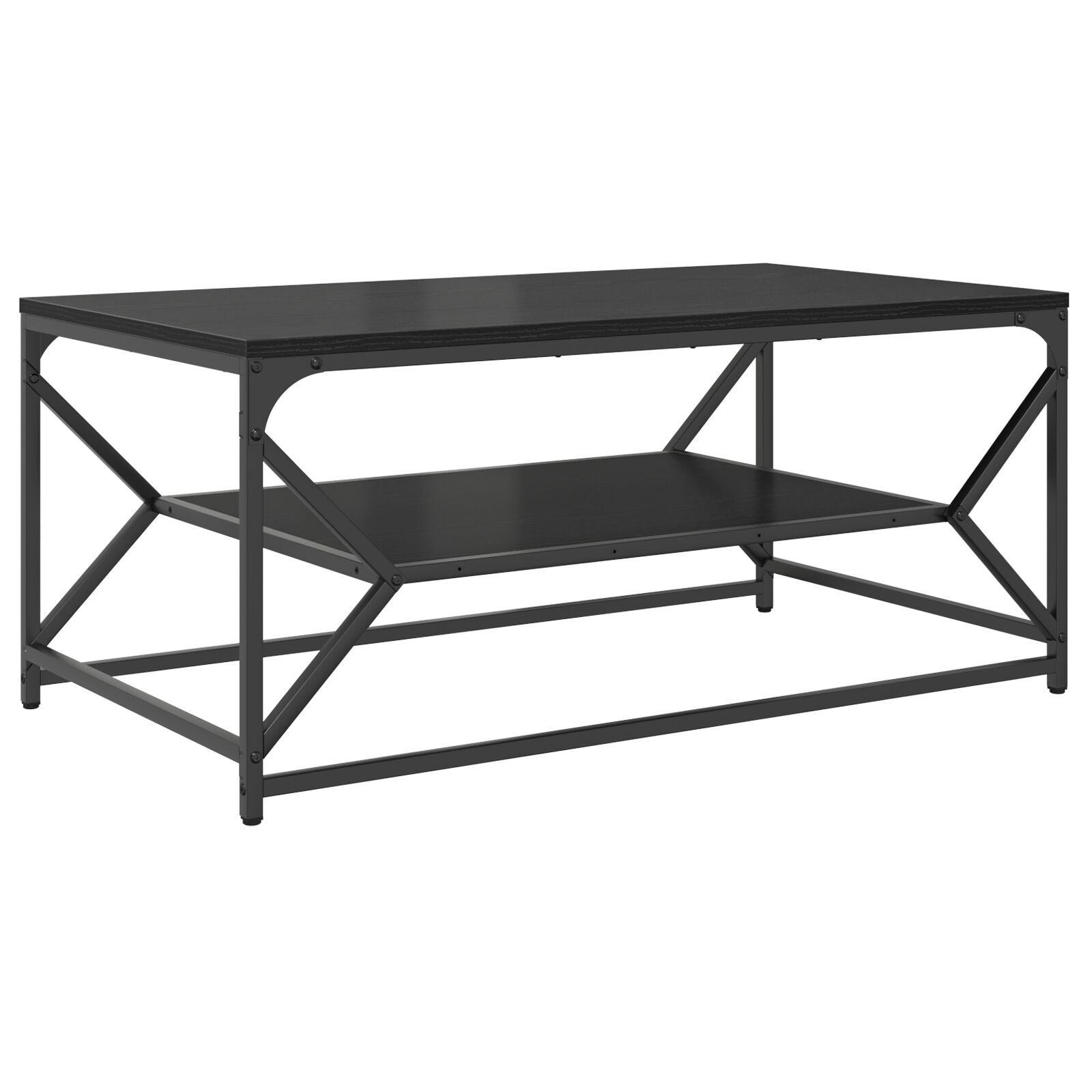 Kaffebord med hylle Svart eik 90x50x40 cm Ingeniørtre