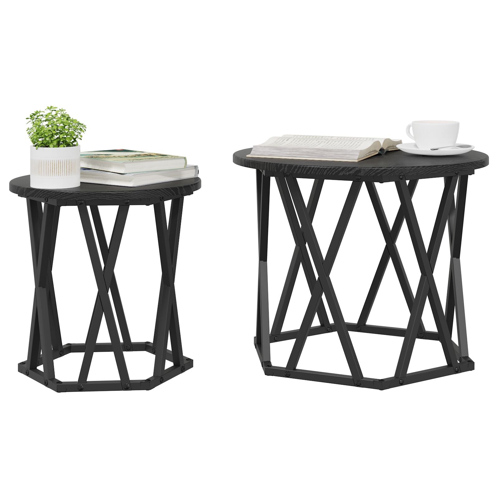 Nesting Sidebord 2 stk Svart Eik Ingeniørtre