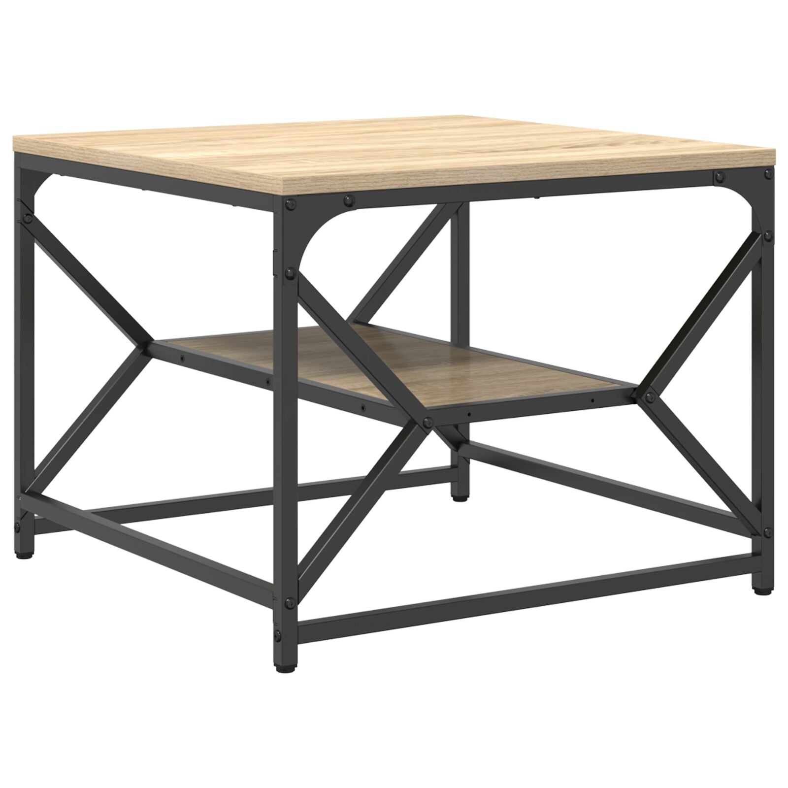 Kaffebord med hylle i Sonoma Eik – 51x50x40 cm – Laget av Konstruert Tre