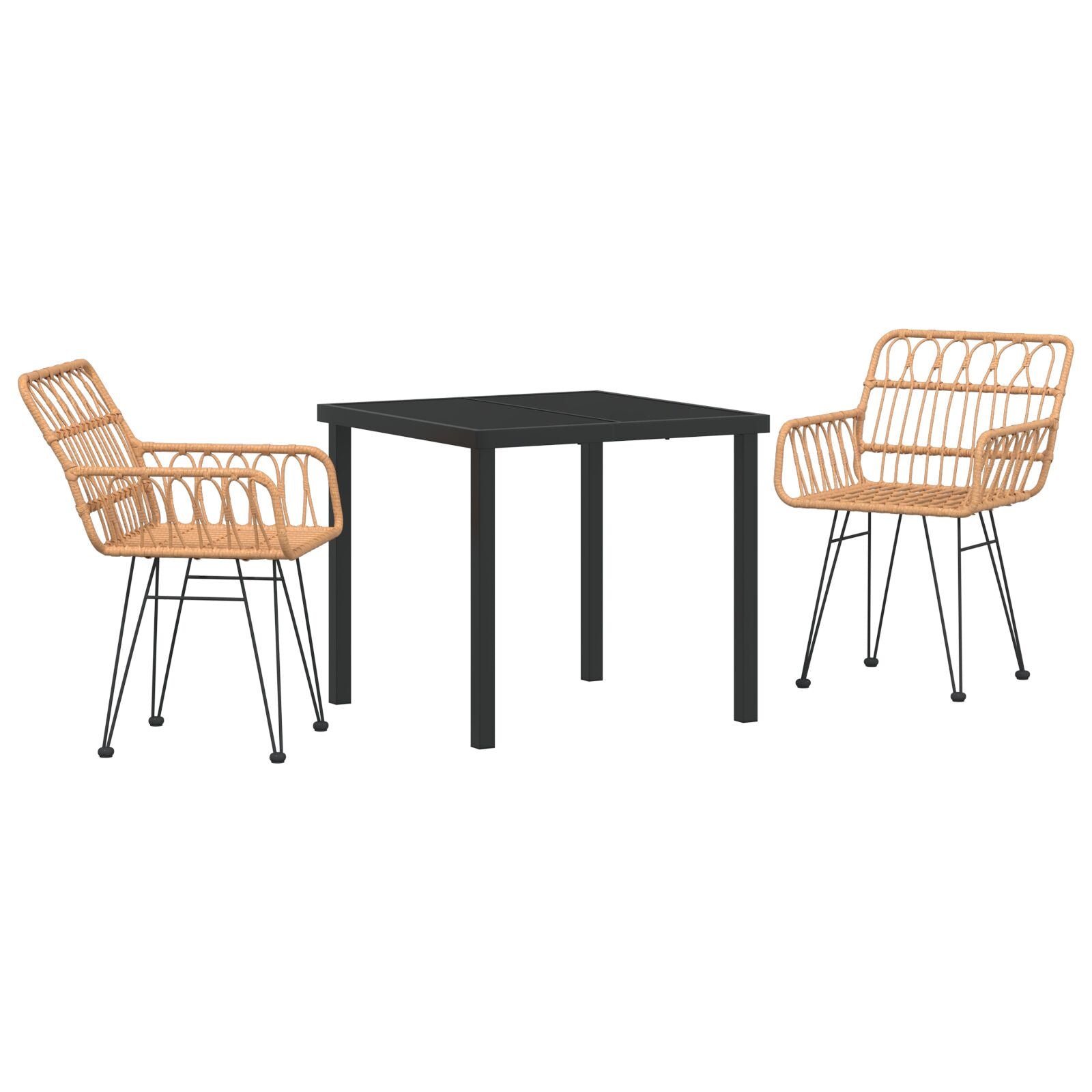3-delt hage spisesett brunt poly rattan