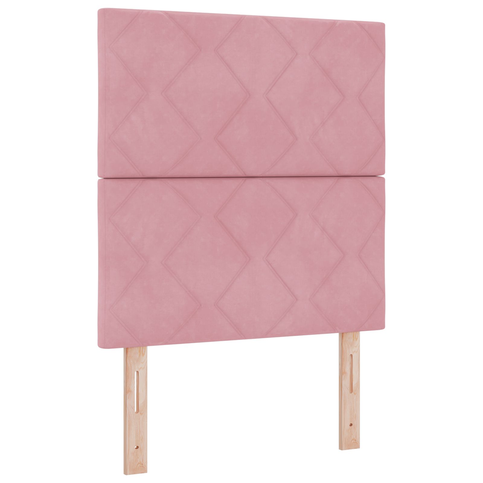 Rosa Fløyels Sengegavl Med Diamantblokker - 80 Cm