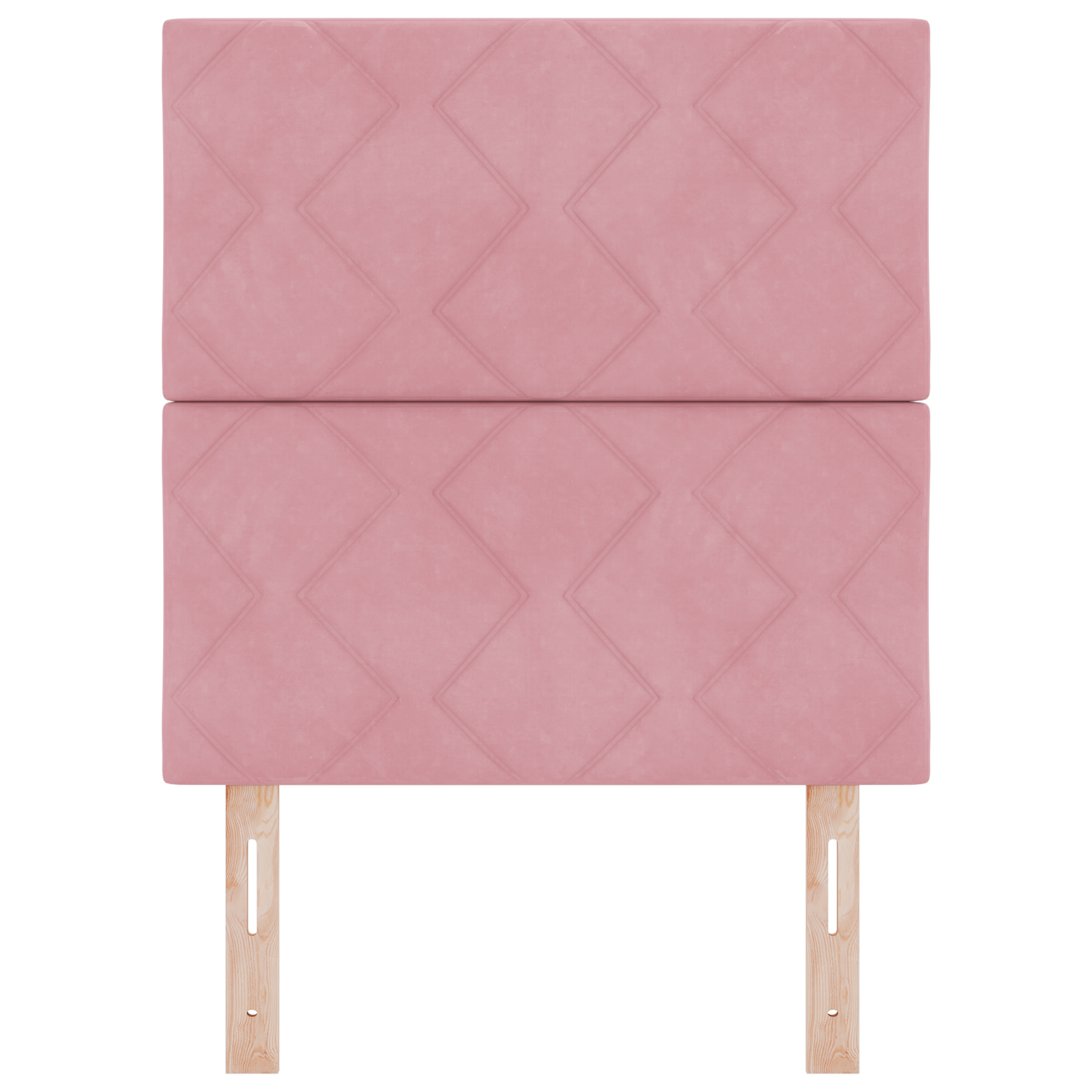 Rosa Fløyels Sengegavl Med Diamantblokker - 80 Cm