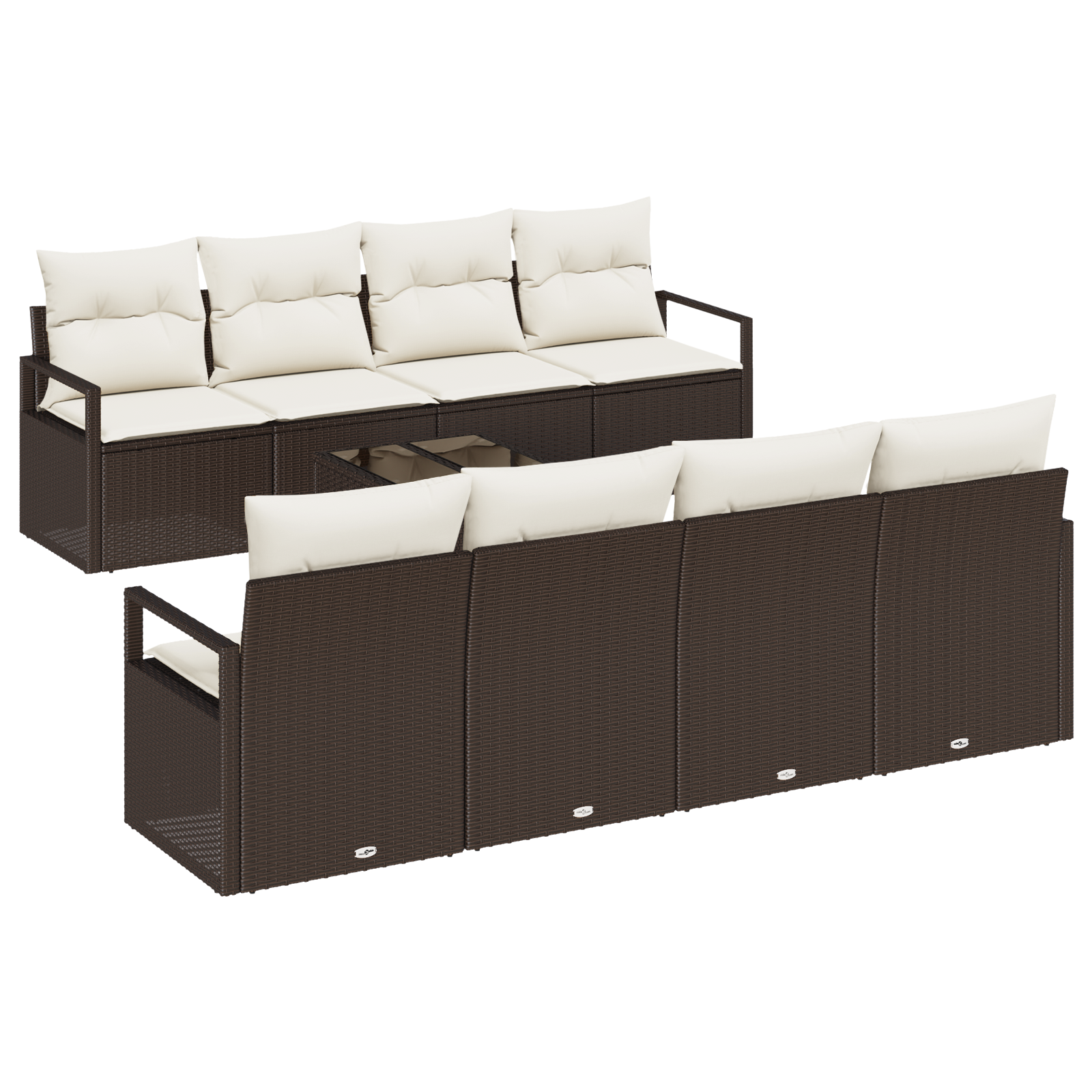9 Delt Hagesofa Sett Med Puter Brun Poly Rattan