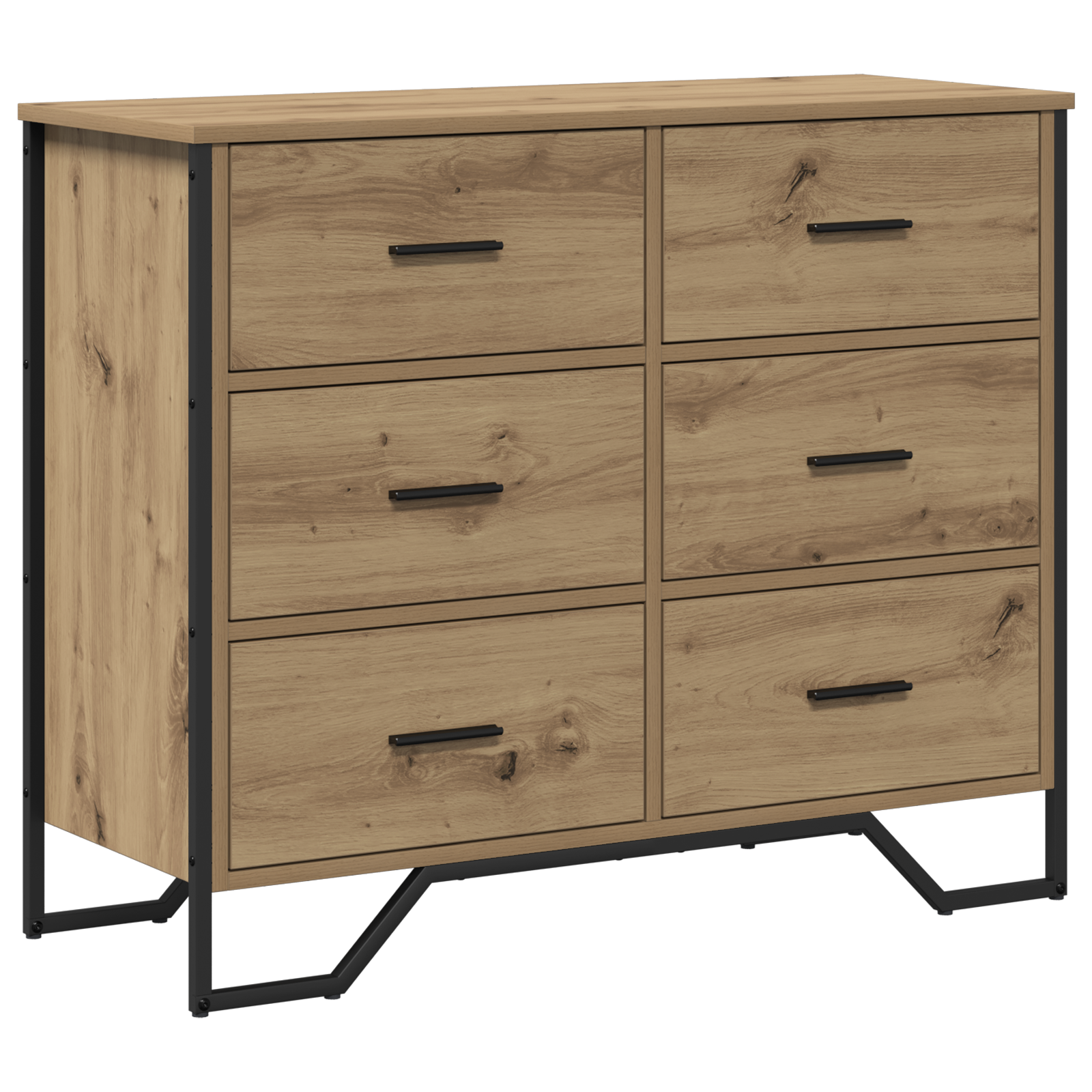 Kommode Håndverks Eik 91X35.5X74.5 Cm Konstruert Tre
