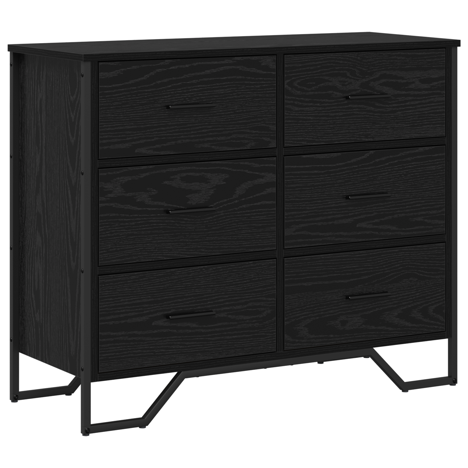 Kommode Svart Eik 91X35.5X74.5 Cm Konstruert Tre