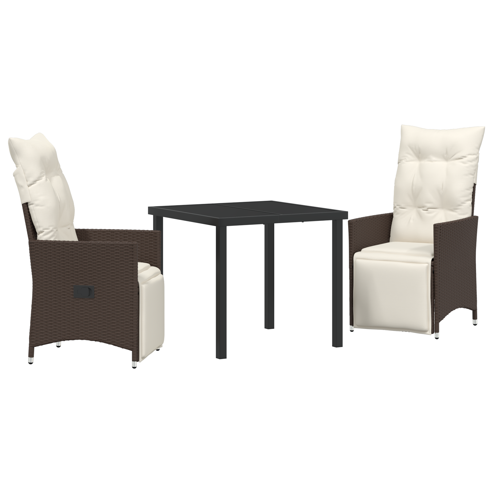 3-Delt Hagedining-Sett Med Puter Brun Poly Rattan
