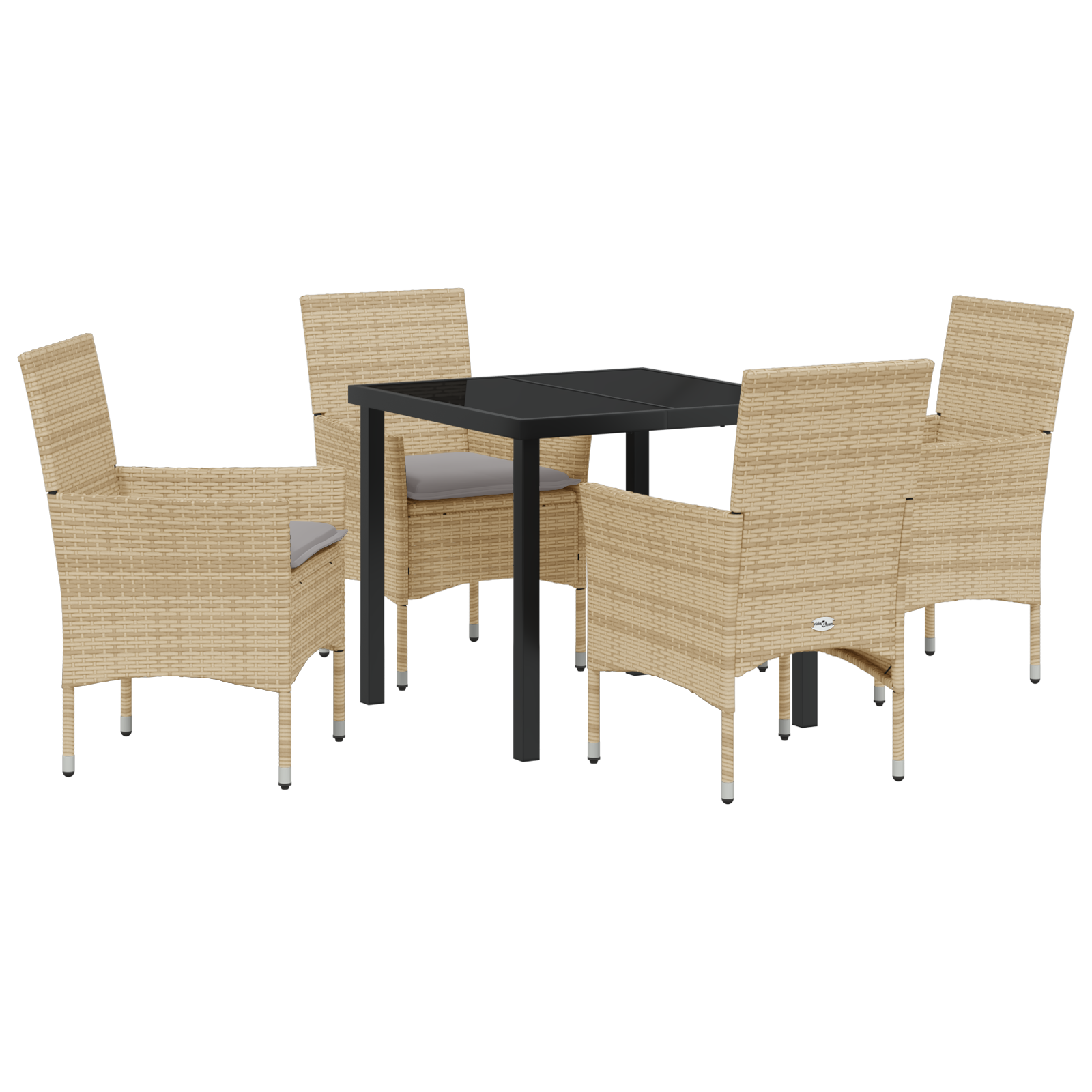5 Dels Hage Spisestue Set Med Puter Beige Poly Rattan
