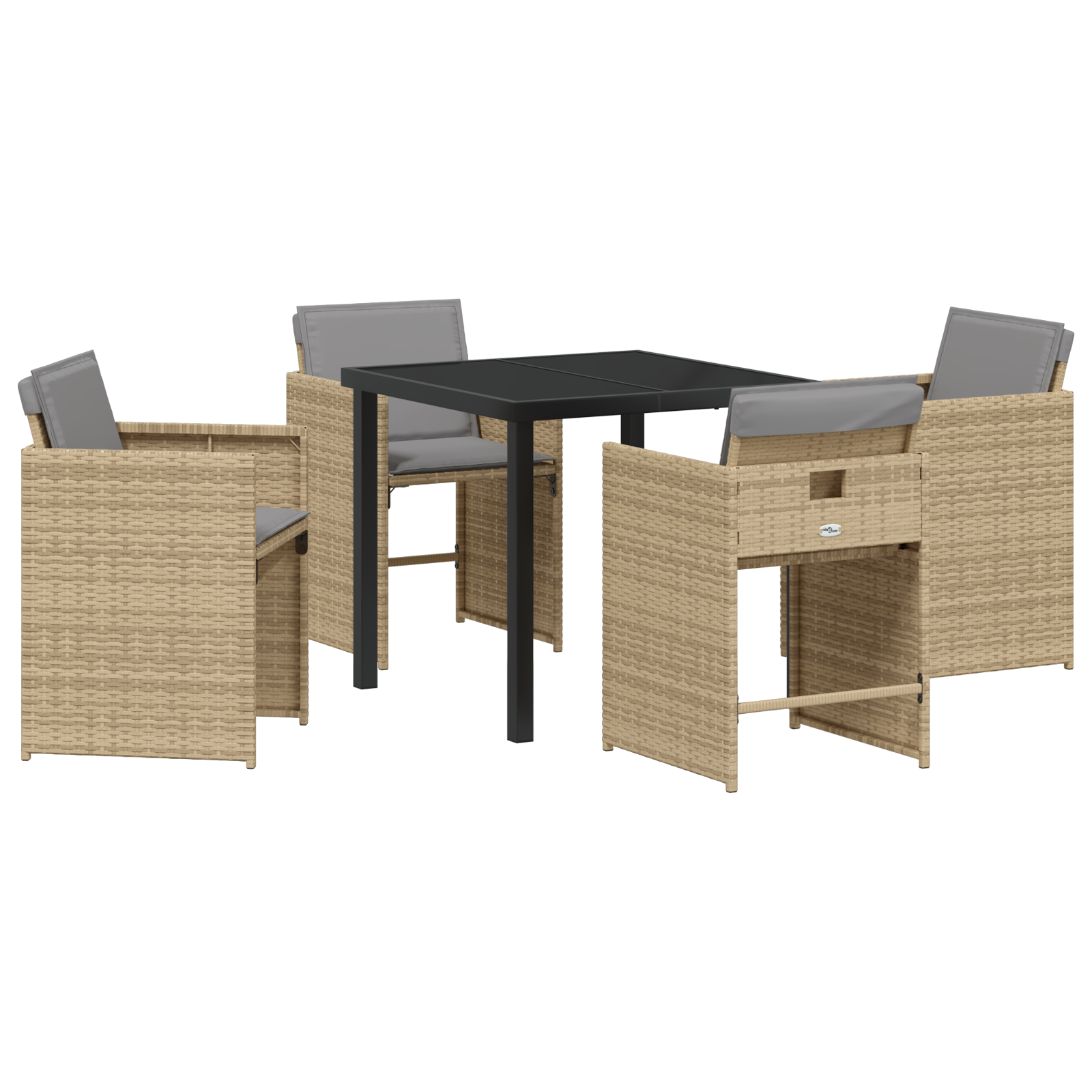5 Deler Hage Spise Sett Med Puter Beige Poly Rotting