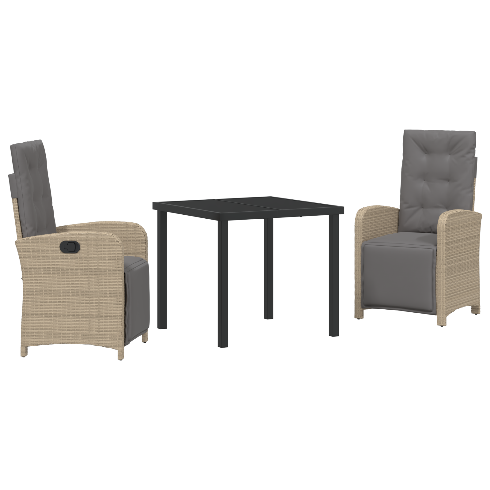 3-Delt Hage Spisegruppe Med Puter Beige Poly Rattan