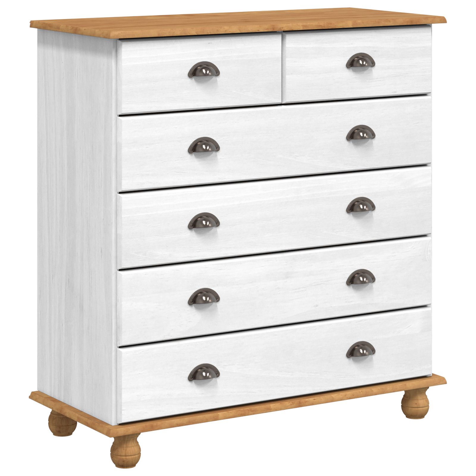 Kommode "Askim" Hvit 91X40X95,5 Cm Solid Tre Furu