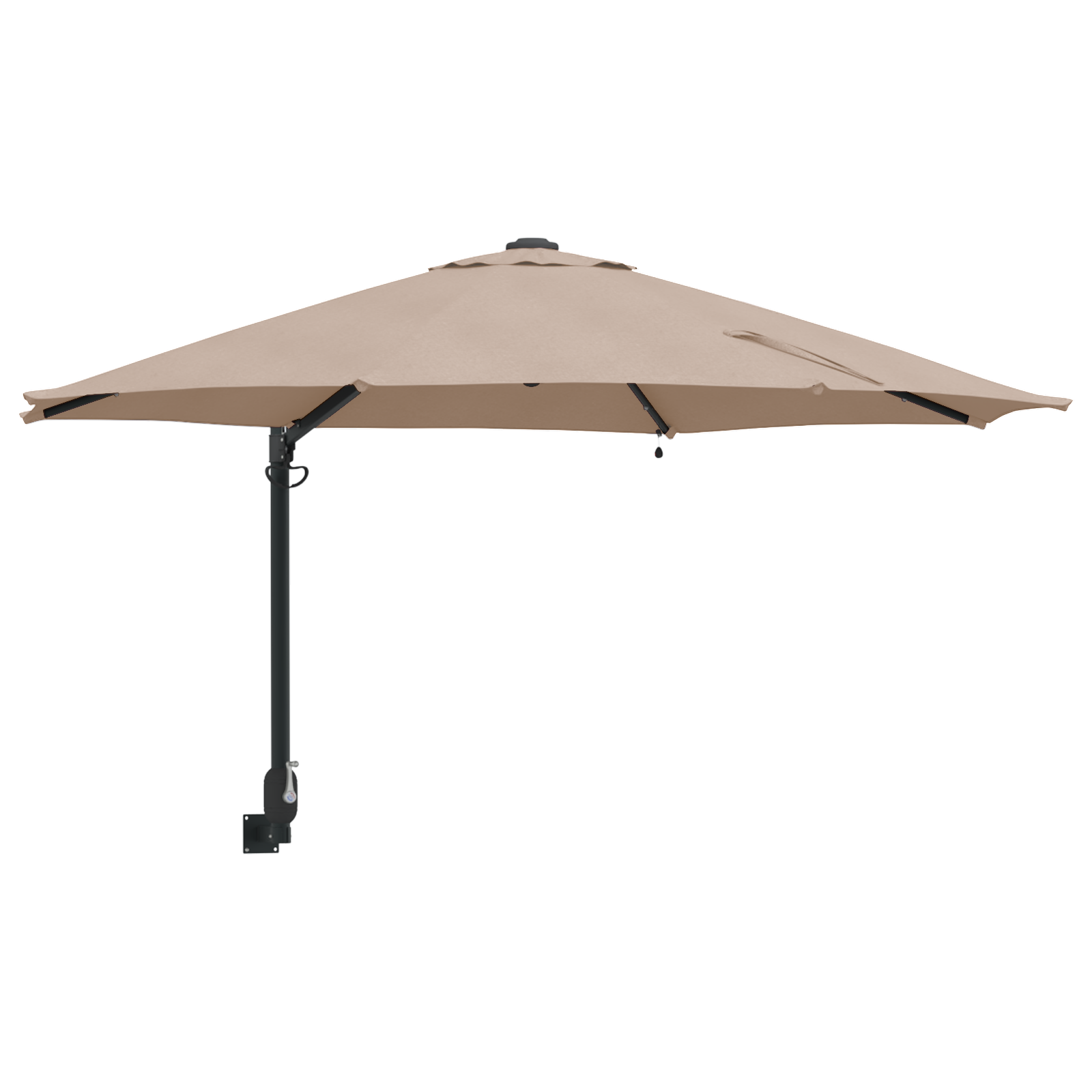 Veggmontert Hageparasol Med Led-Lamper Taupe 248 Cm