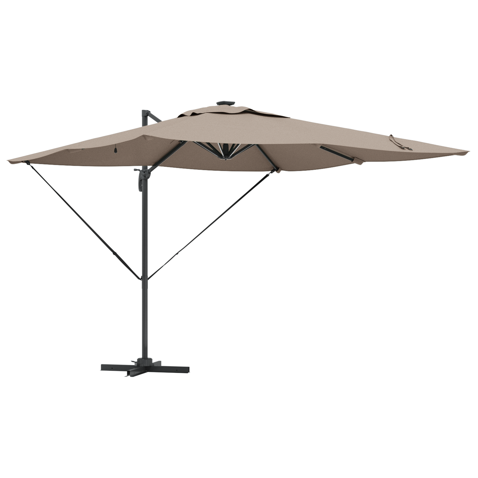 Cantilever Roma Parasoll Med Led-Lamper Taupe 286X285X270 Cm Aluminium