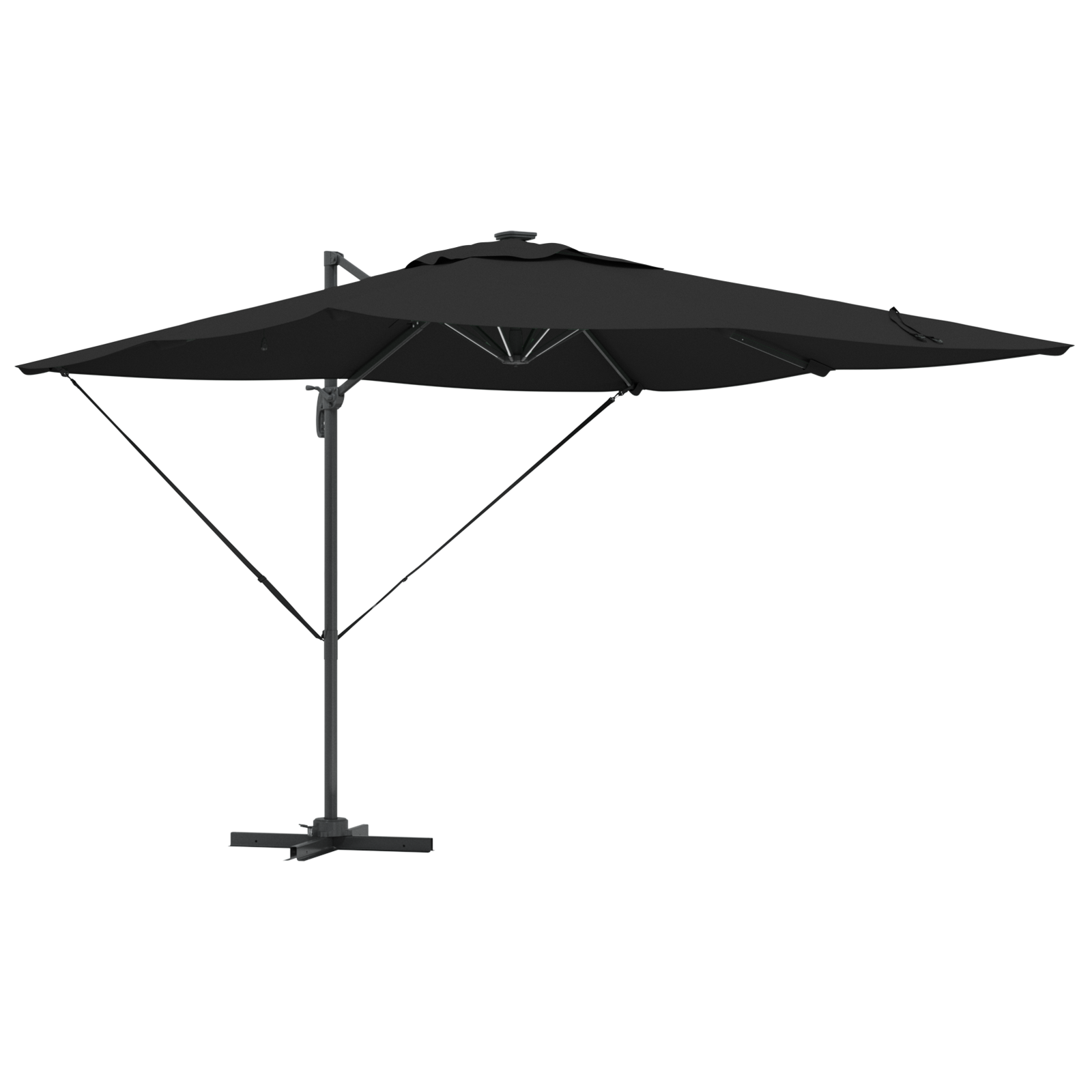 Cantilever Roma Parasoll Med Led-Lamper Svart 286X285X270 Cm Aluminium