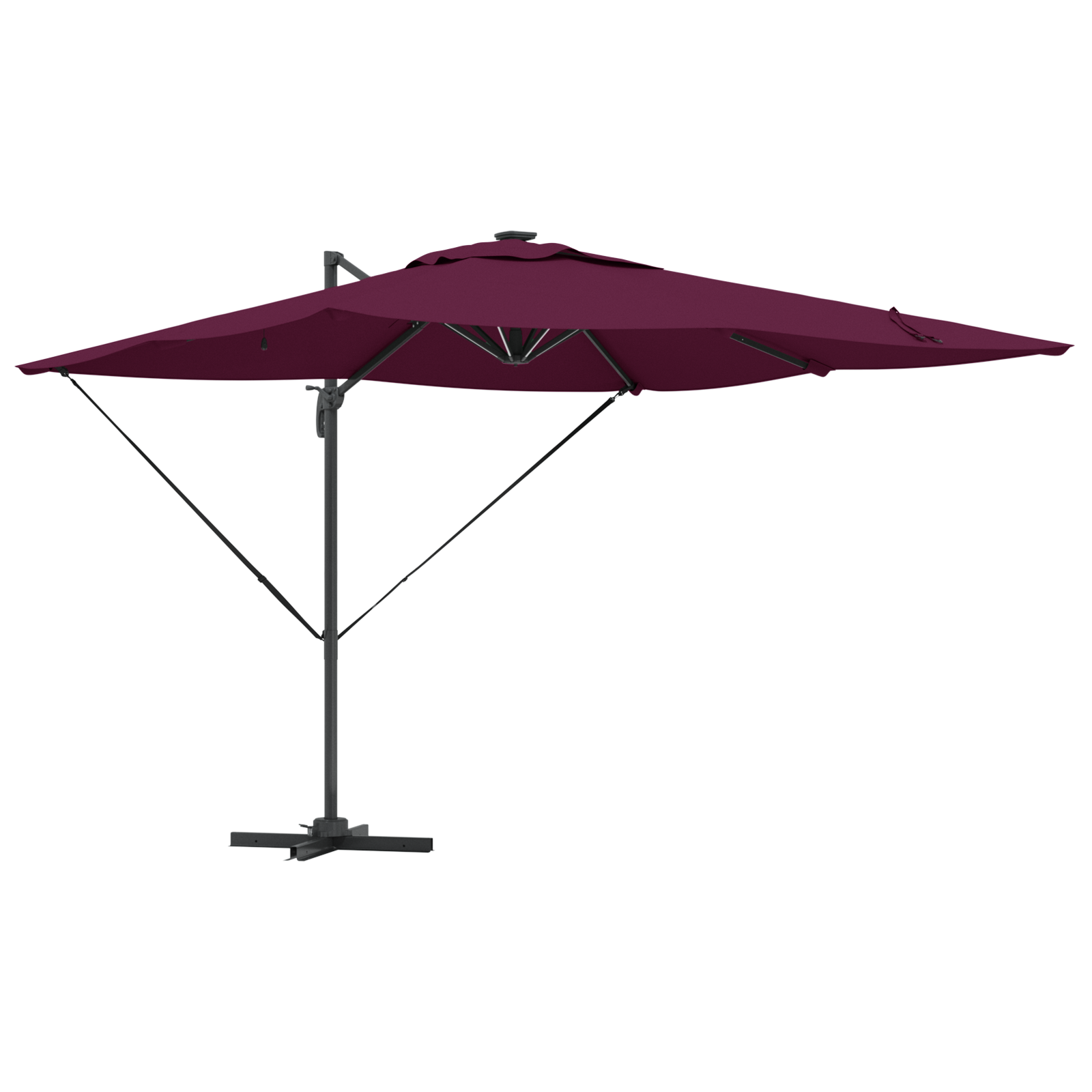 Cantilever Roma Parasoll Med Led-Lamper Burgunder 286X285X270 Cm Aluminium