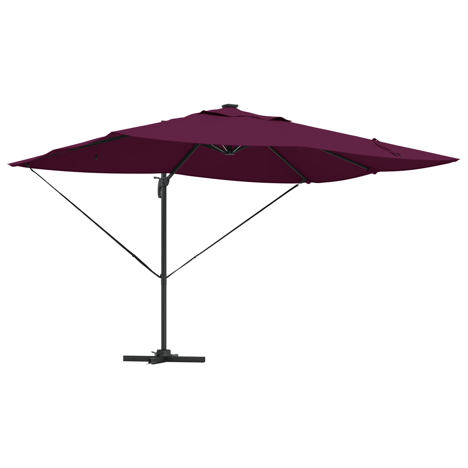 Cantilever Roma Parasol Med Led I Bordeaux-Rød 352X251X265 Cm Aluminium