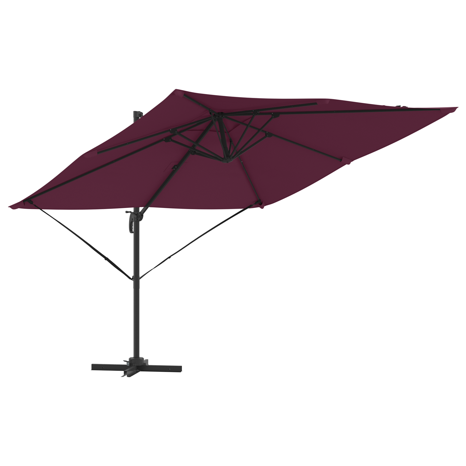 Parasoll Burgunder Aluminium, Polyester Stor Justerbare Armlener