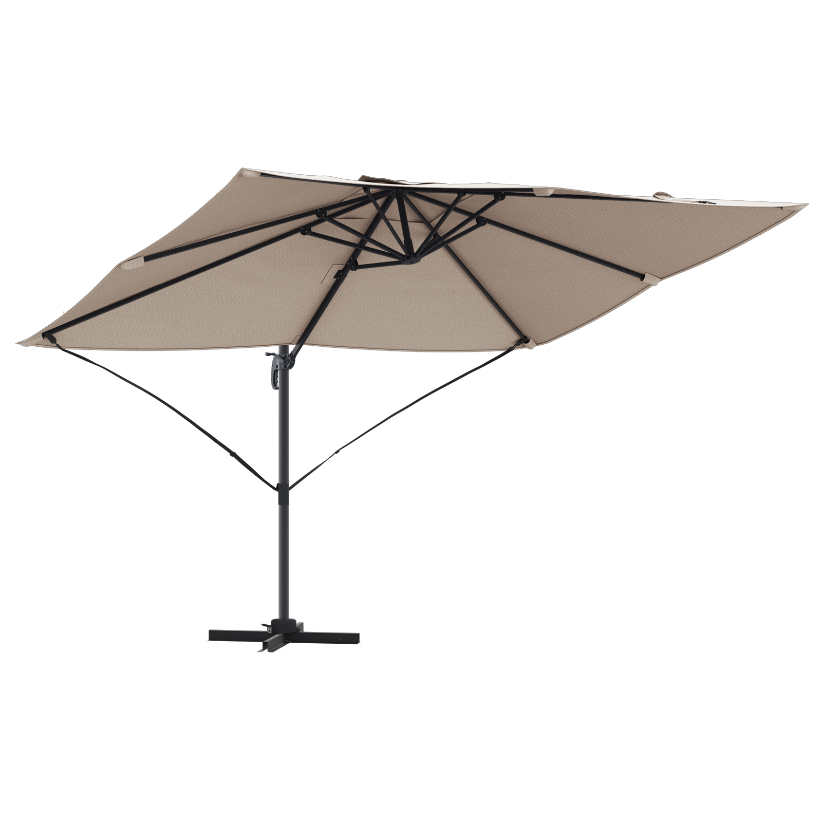 Cantilever Parasoll Taupe Polyester Stor Sammenleggbar