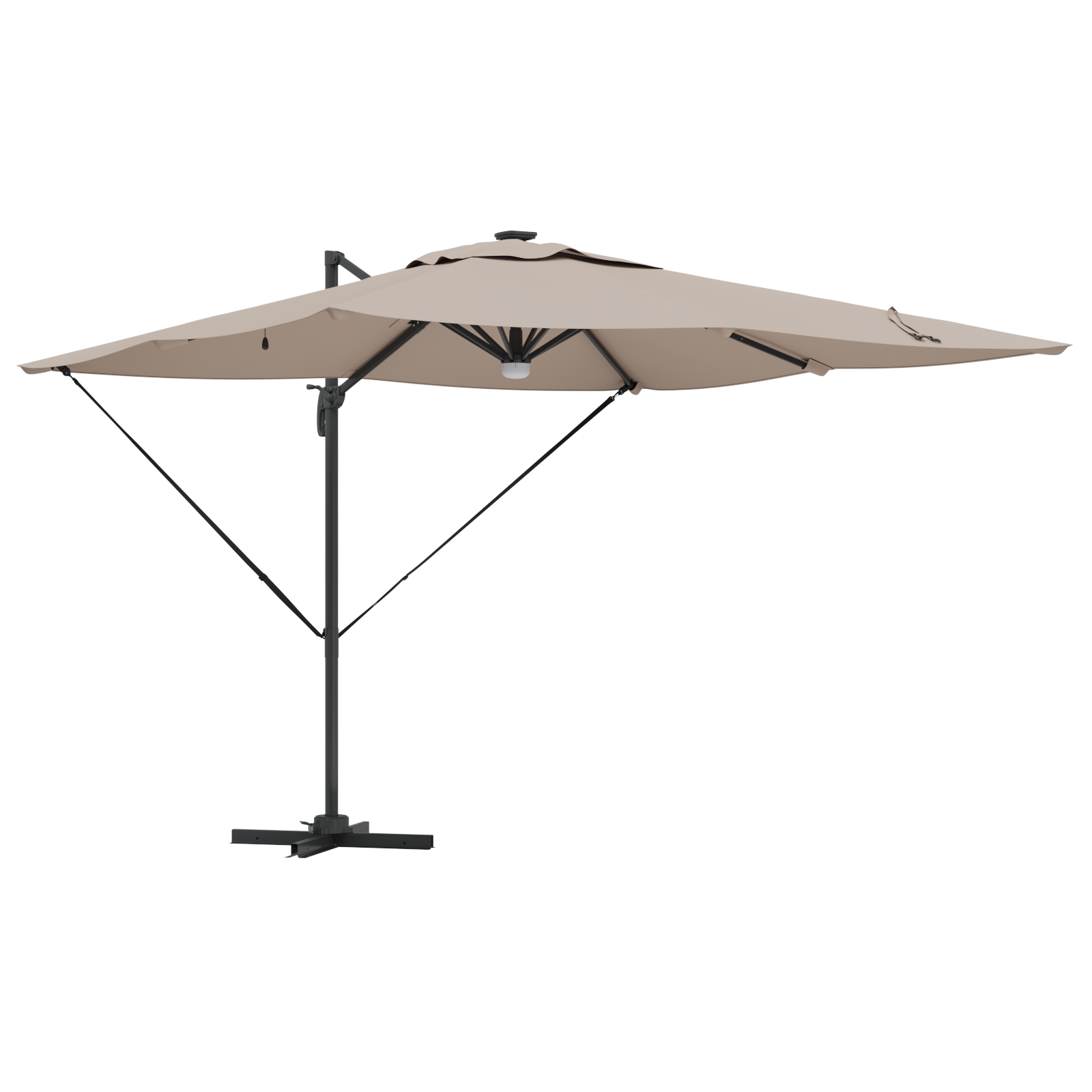 Cantilever Roma Parasol Med Led-Er Taupe 286X285X270 Cm Aluminium