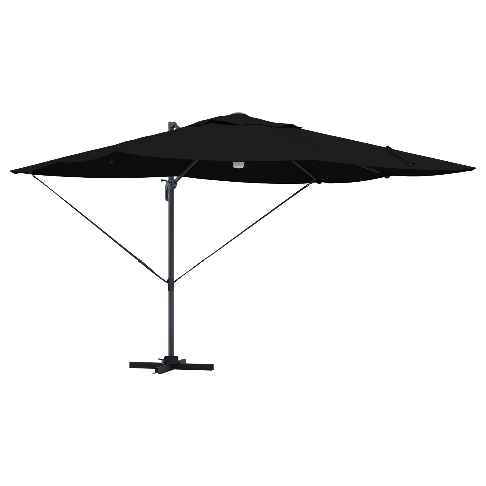 Cantilever Parasoll - Svart Polyester, Pulverlakkert Stål Stor