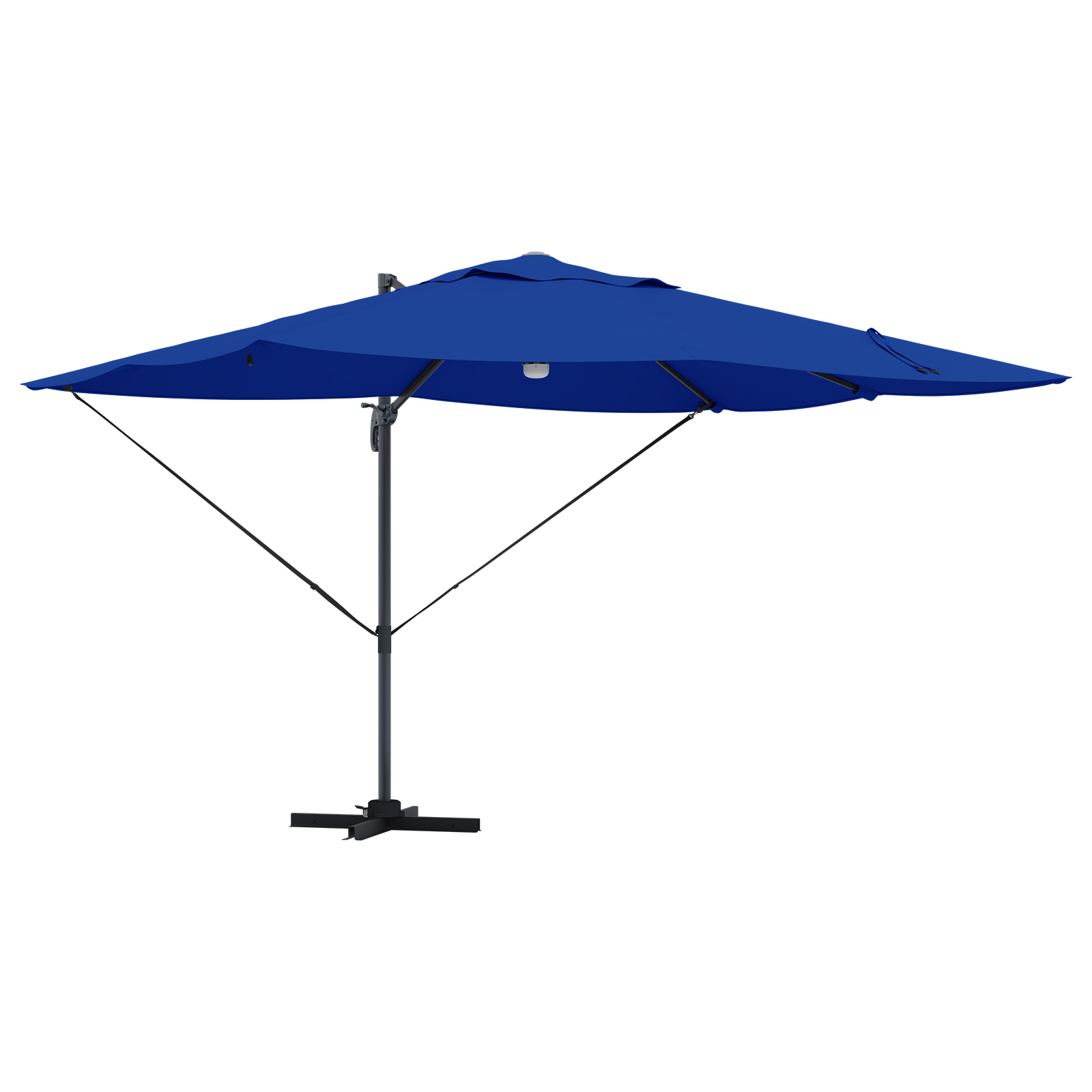 Azure Blå Cantilever Parasol Azure Blå Polyesterduk Stor Vippbar