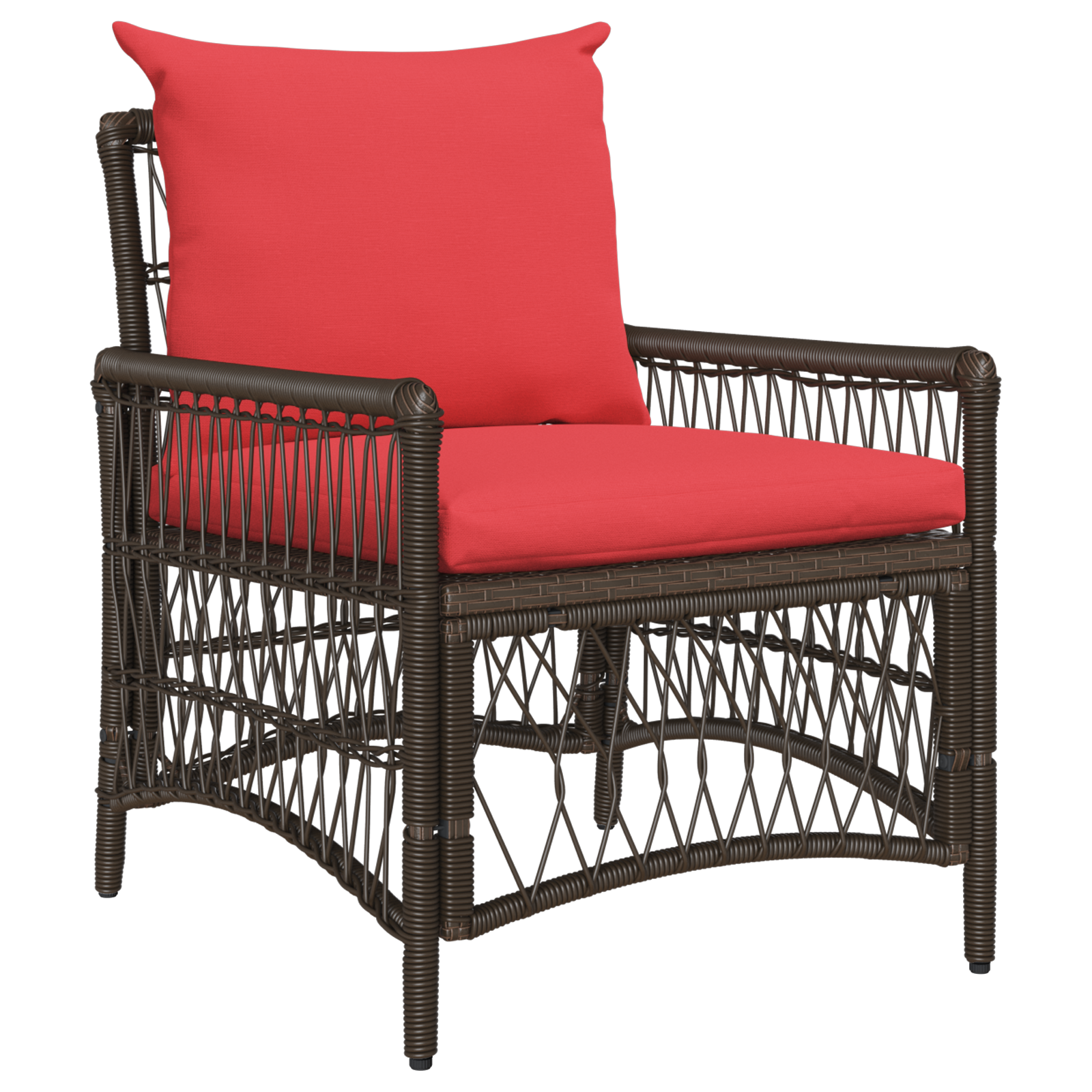 Hage Stol Med Puter Brun 60X70X78 Cm Poly Rattan