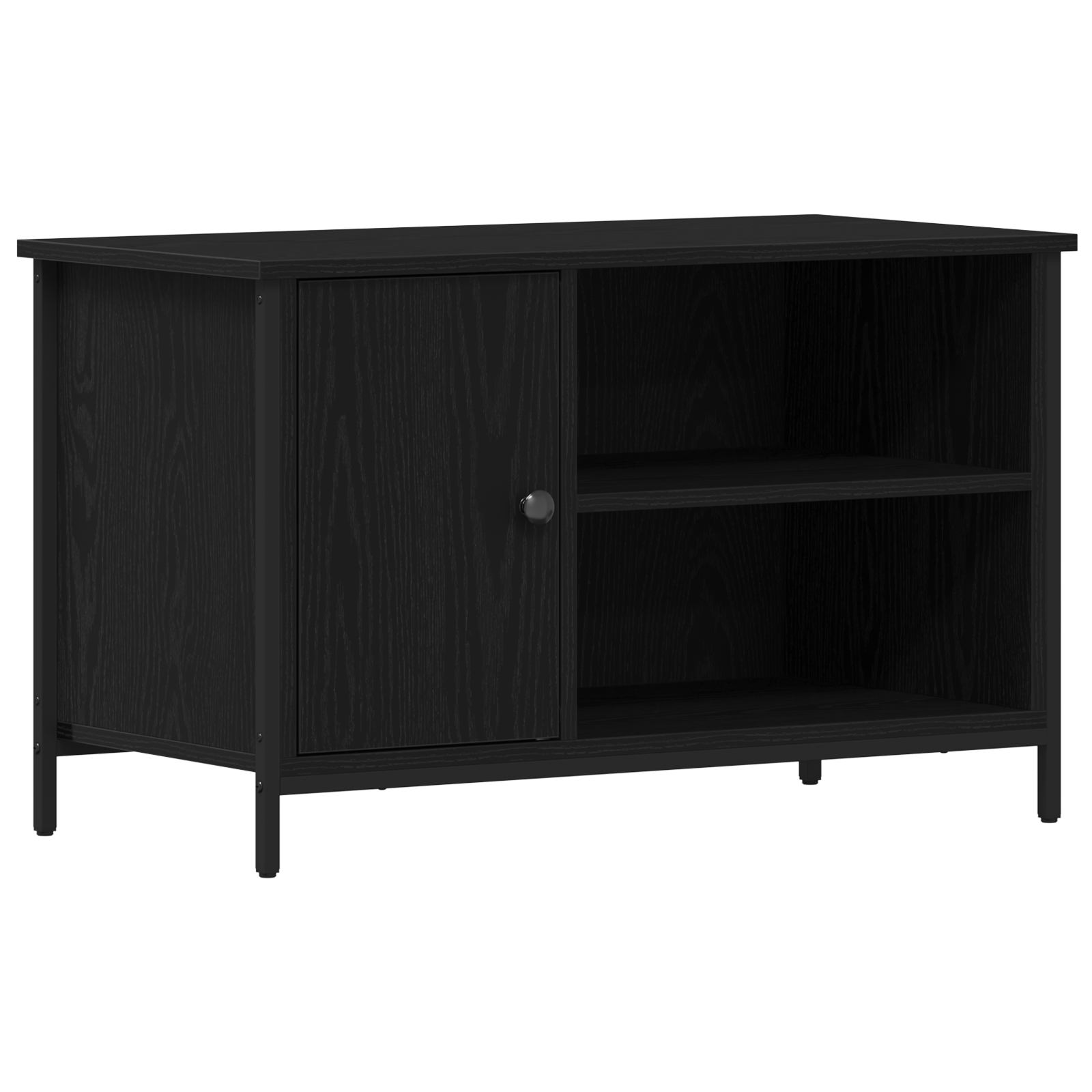 Tv-Benk Svart Eik 80X40X50 Cm Konstruert Tre Og Stål
