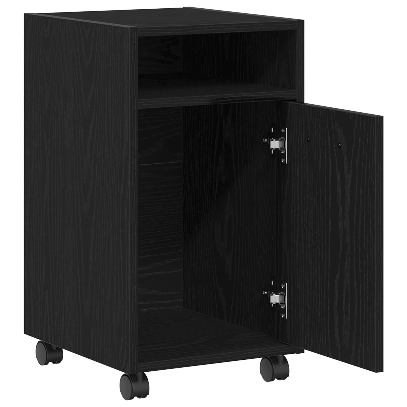 Sidebord Med Hjul - Svart Eik, 33X38X60 Cm, Laget Av Tre