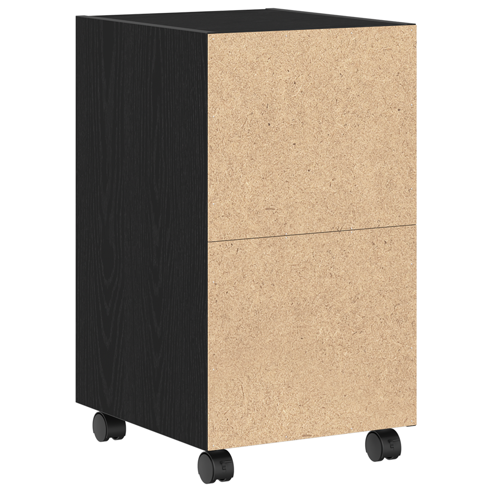 Sidebord Med Hjul - Svart Eik, 33X38X60 Cm, Laget Av Tre