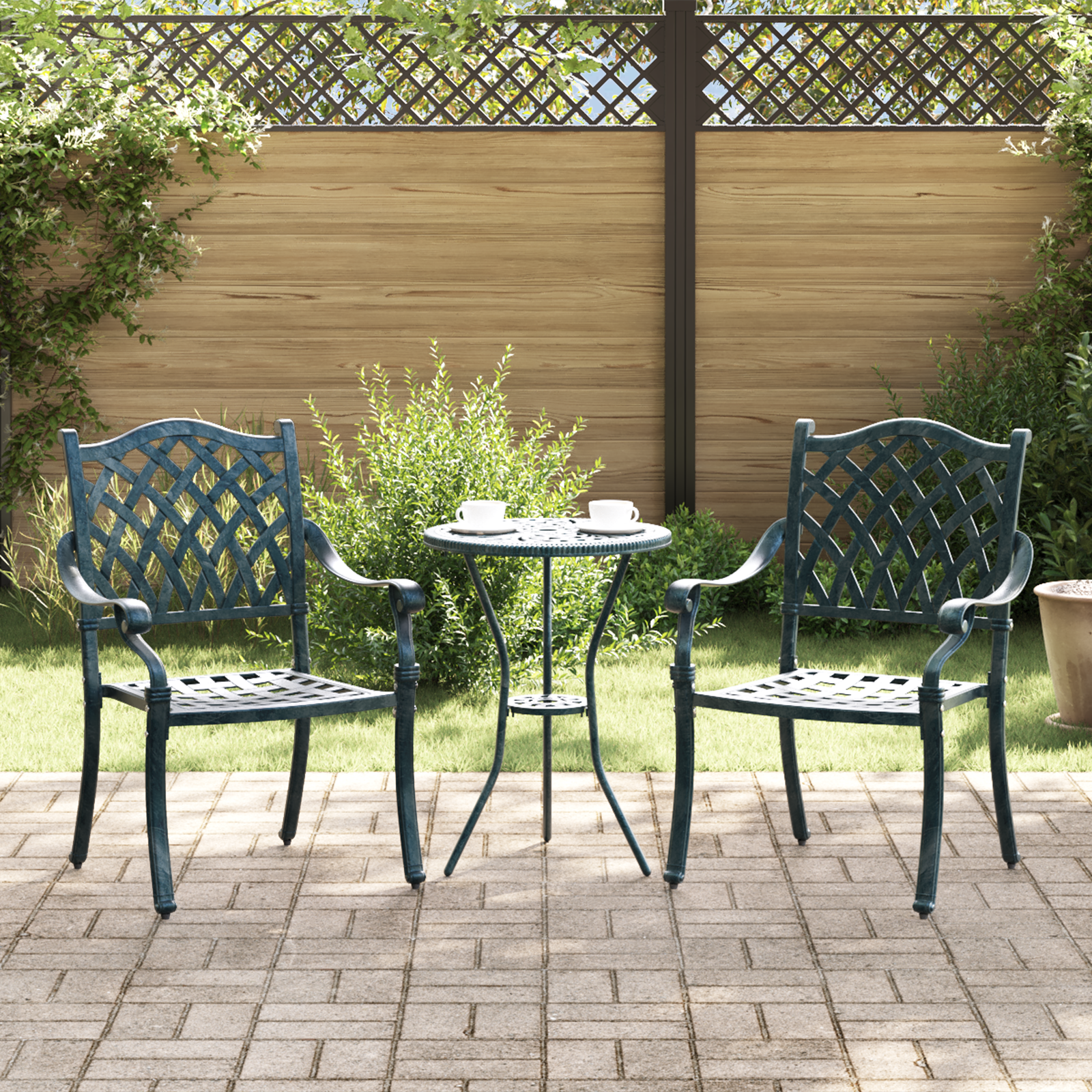 Hagemøbler 2 Stk Grønn Støpealuminium