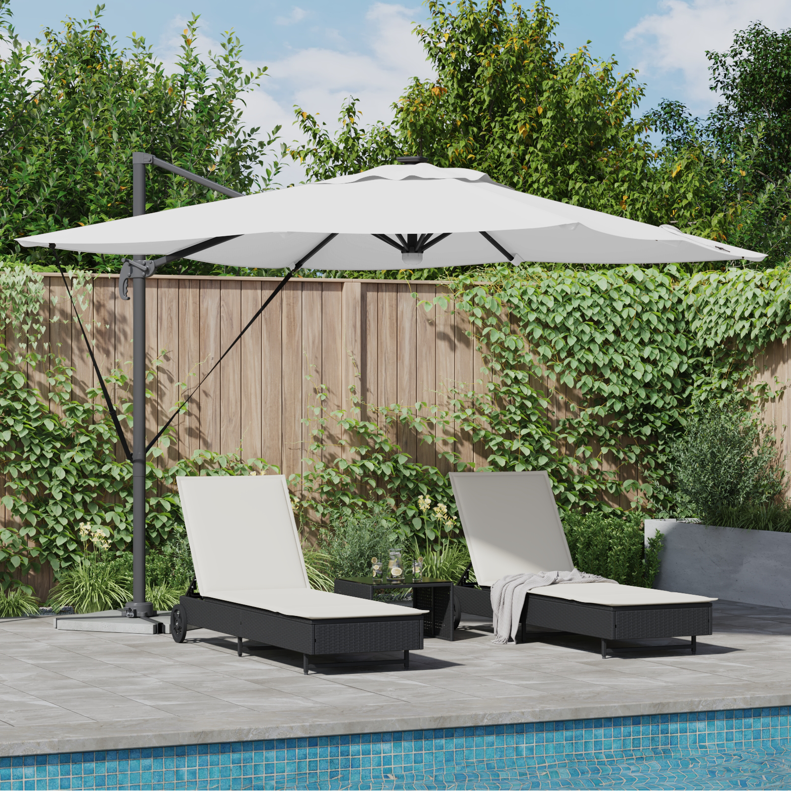 Cantilever Roma Parasol Med Led Sand 286X285X270 Cm Aluminium