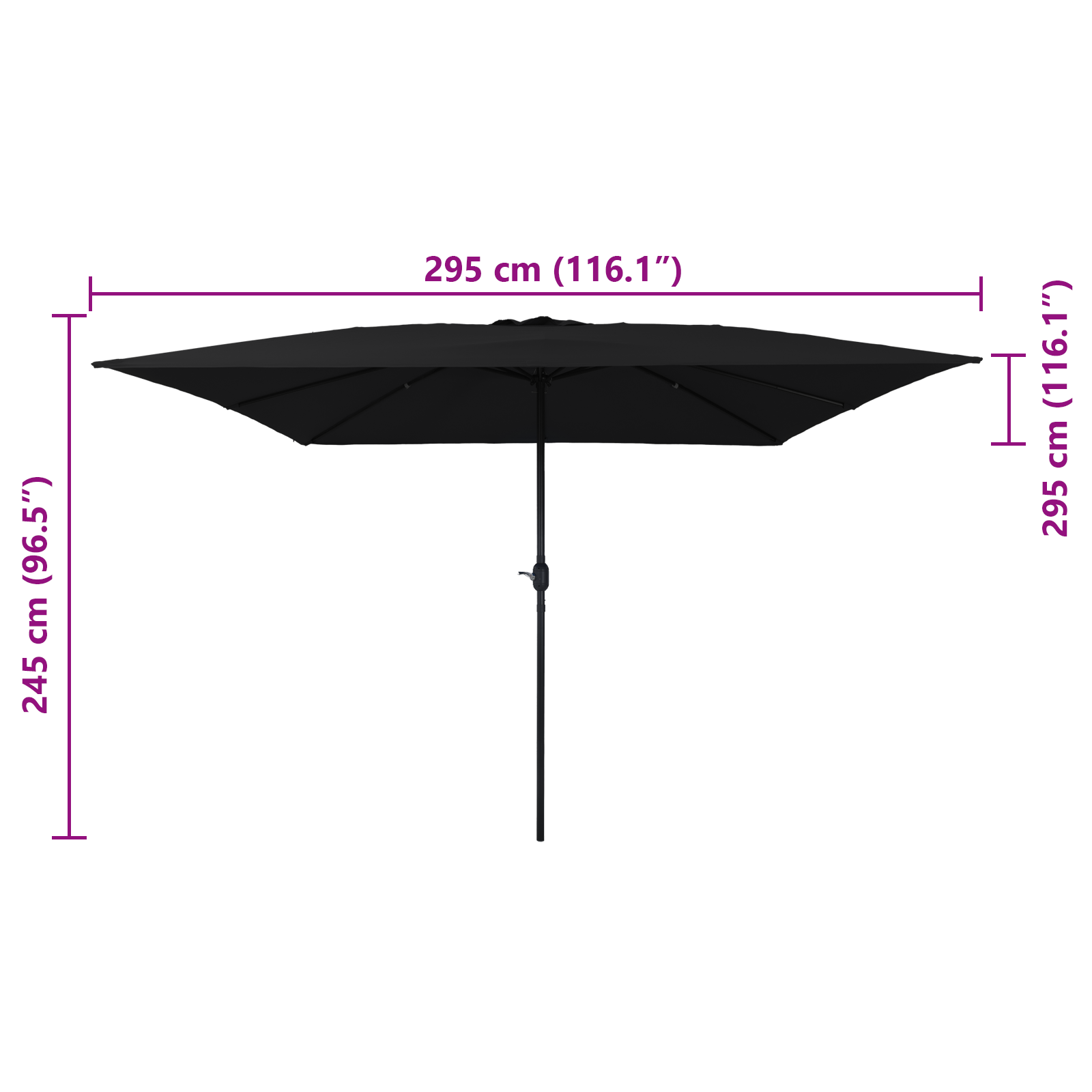 Firkanthageparasol 295X245 Cm Svart