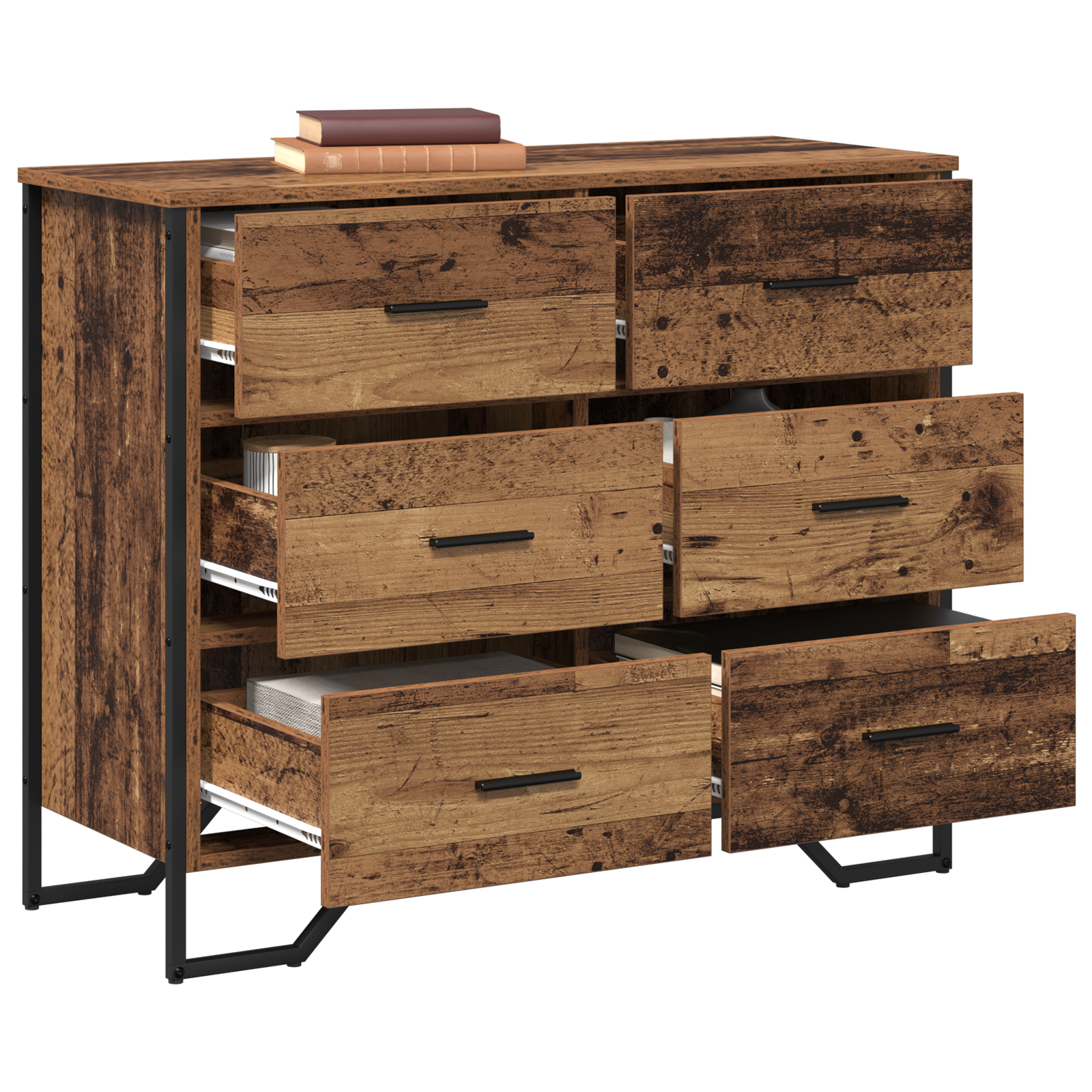 Kommode Gammelt Tre 91X35.5X74.5 Cm Konstruert Tre