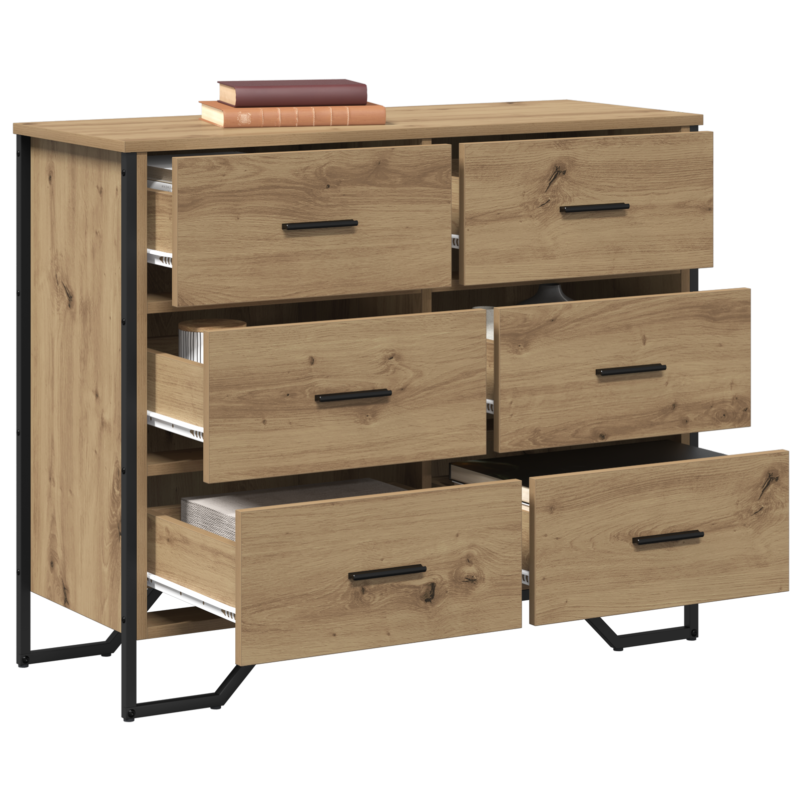 Kommode Håndverks Eik 91X35.5X74.5 Cm Konstruert Tre