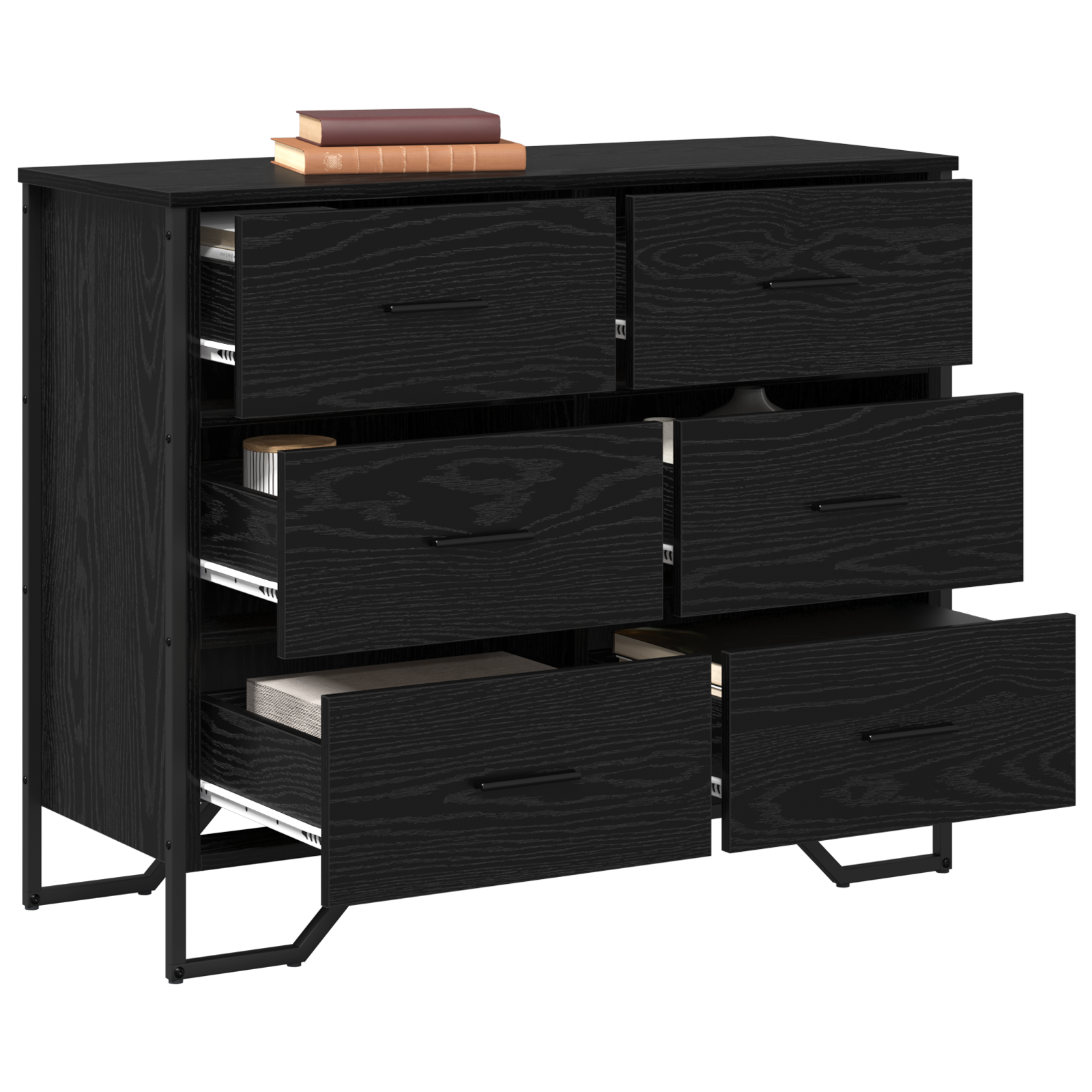 Kommode Svart Eik 91X35.5X74.5 Cm Konstruert Tre