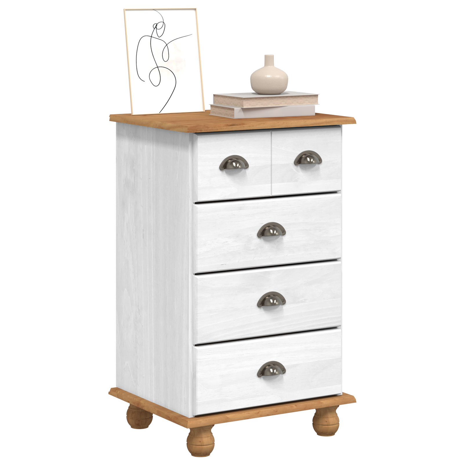 Kommode 'Askim'hvit 45.8X40X79 Cm Solid Tre Furu