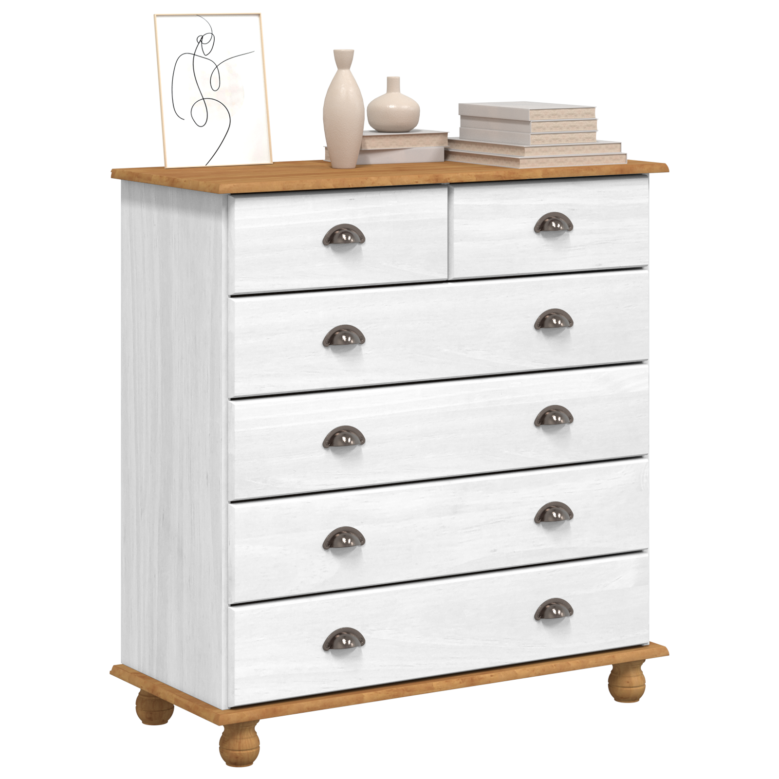 Kommode "Askim" Hvit 91X40X95,5 Cm Solid Tre Furu